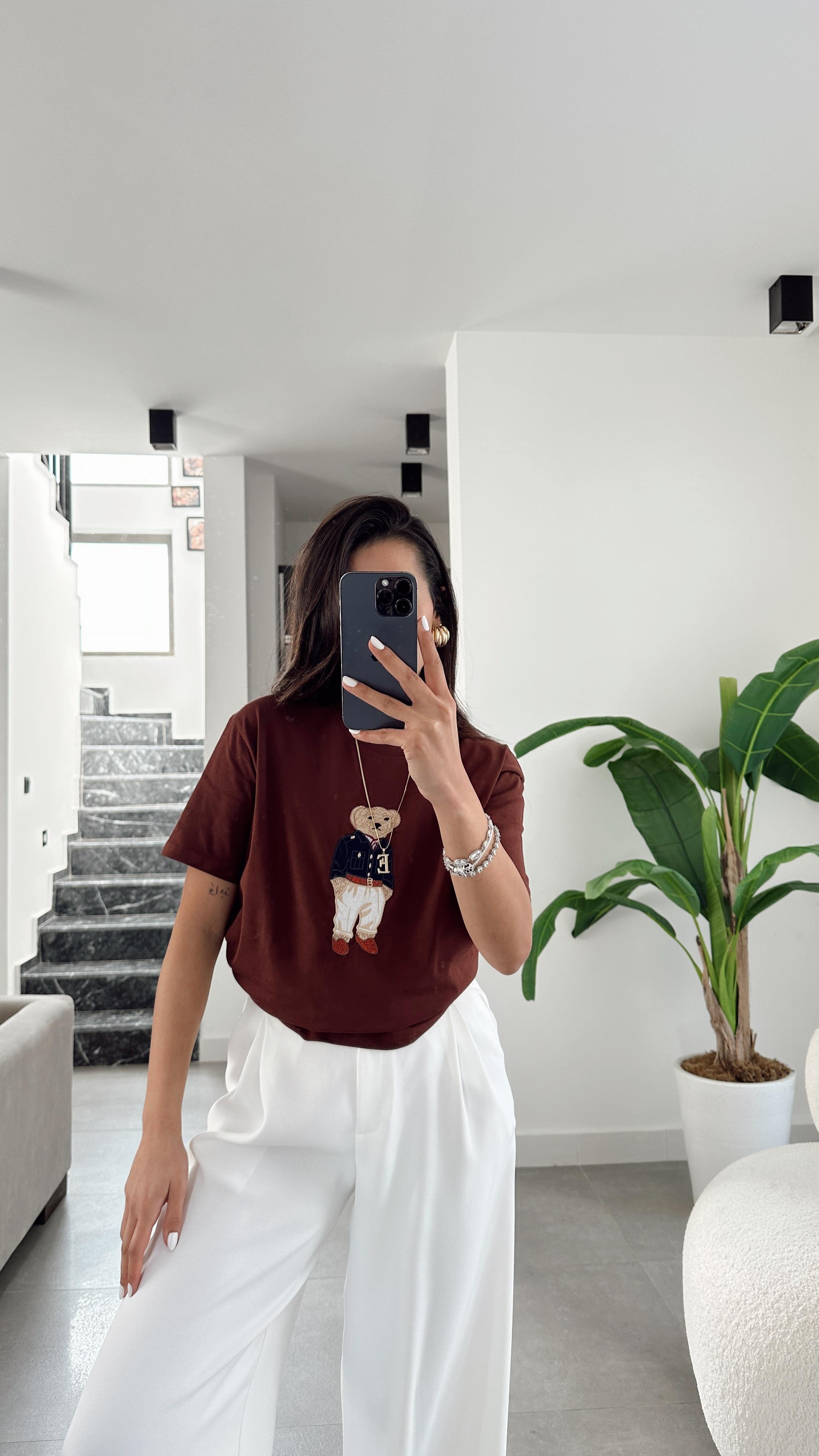 Kahve Teddy Basic Tişört