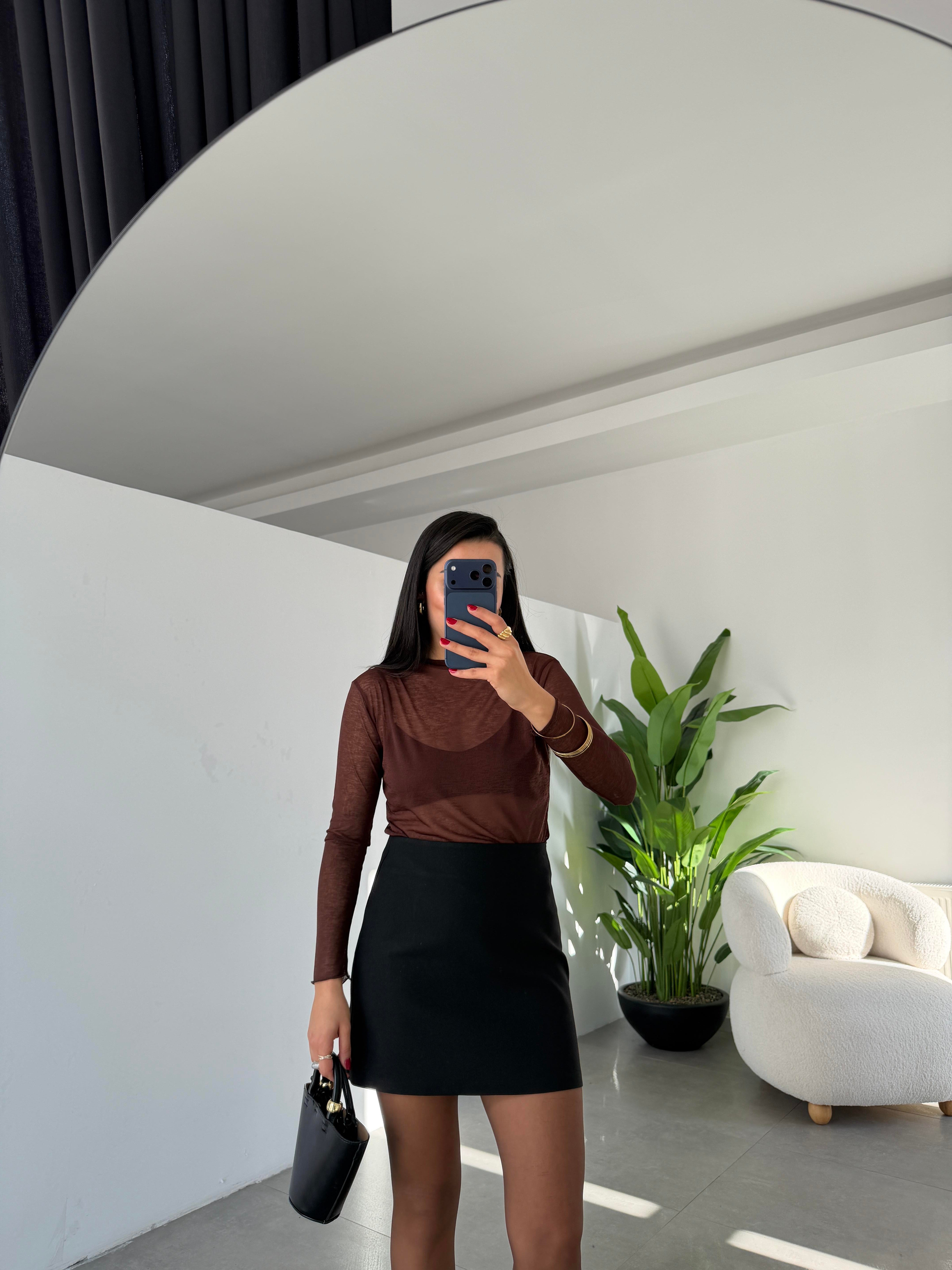 Kahve Transparan Bluz