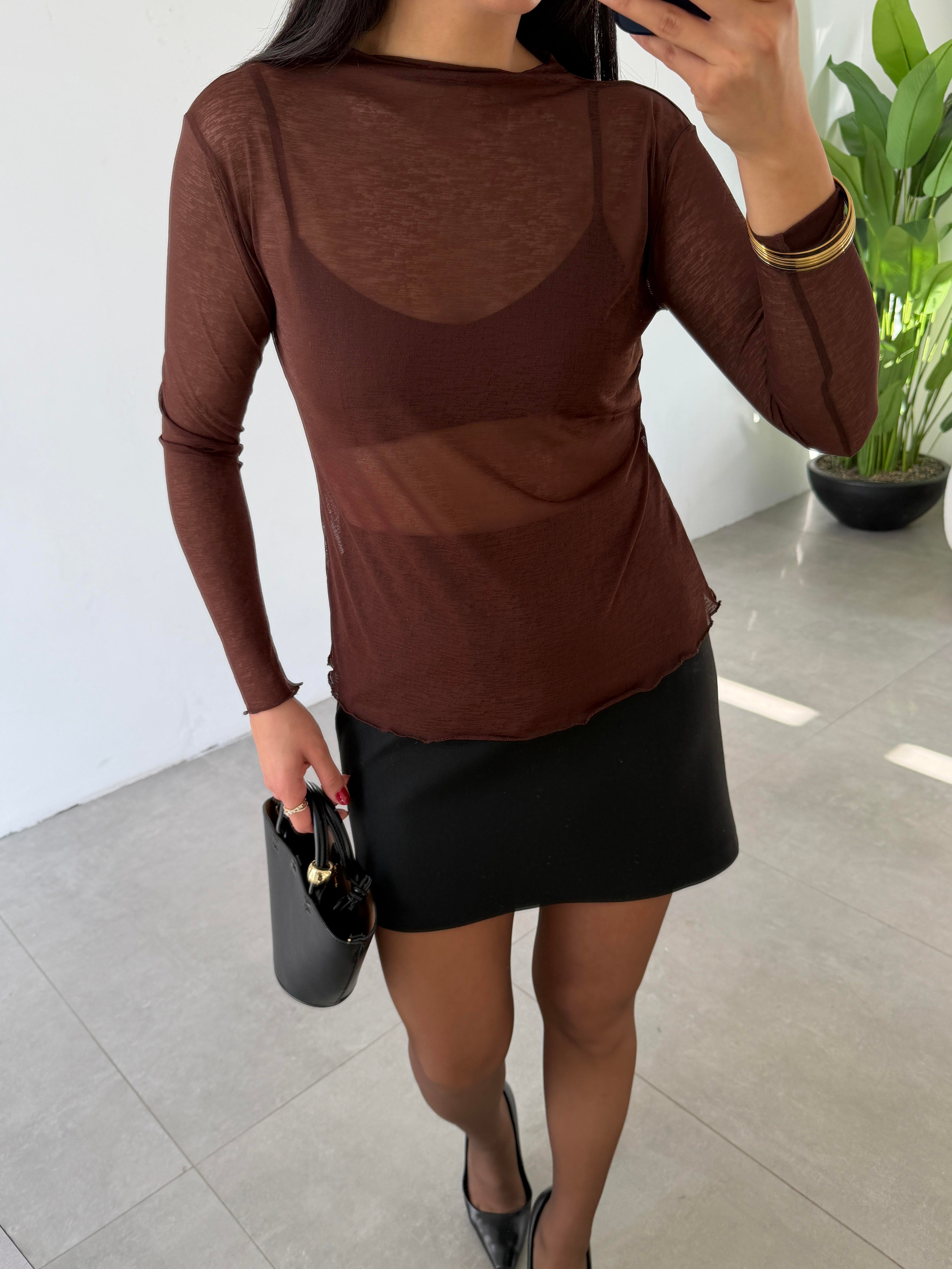 Kahve Transparan Bluz