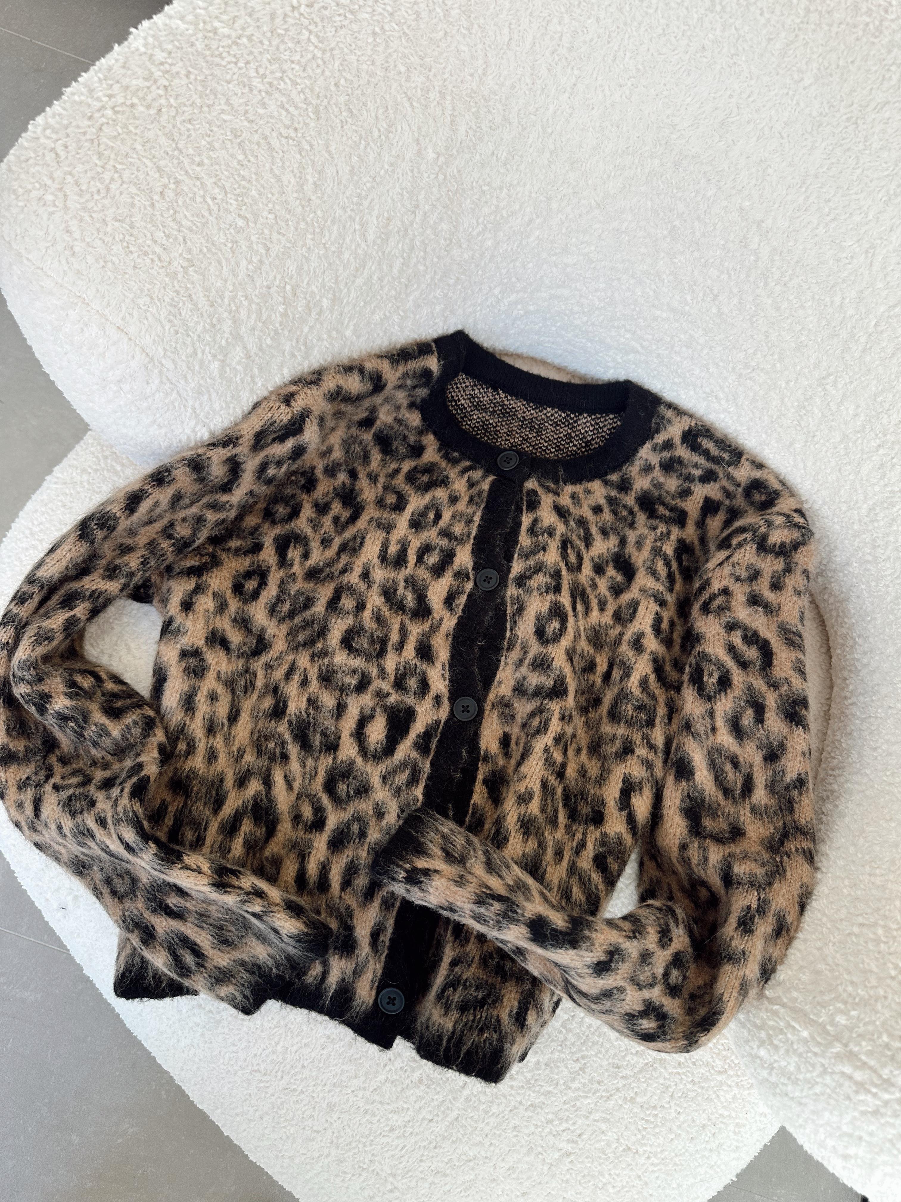 Kahve Tüylü Leopar Hırka
