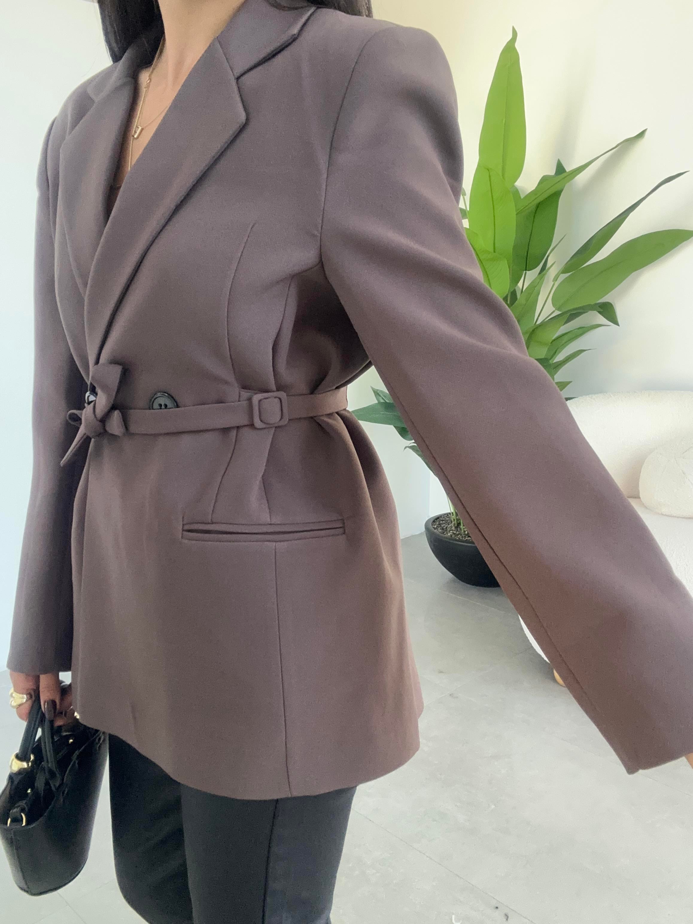 Kahve Yandan Bağlamalı Blazer