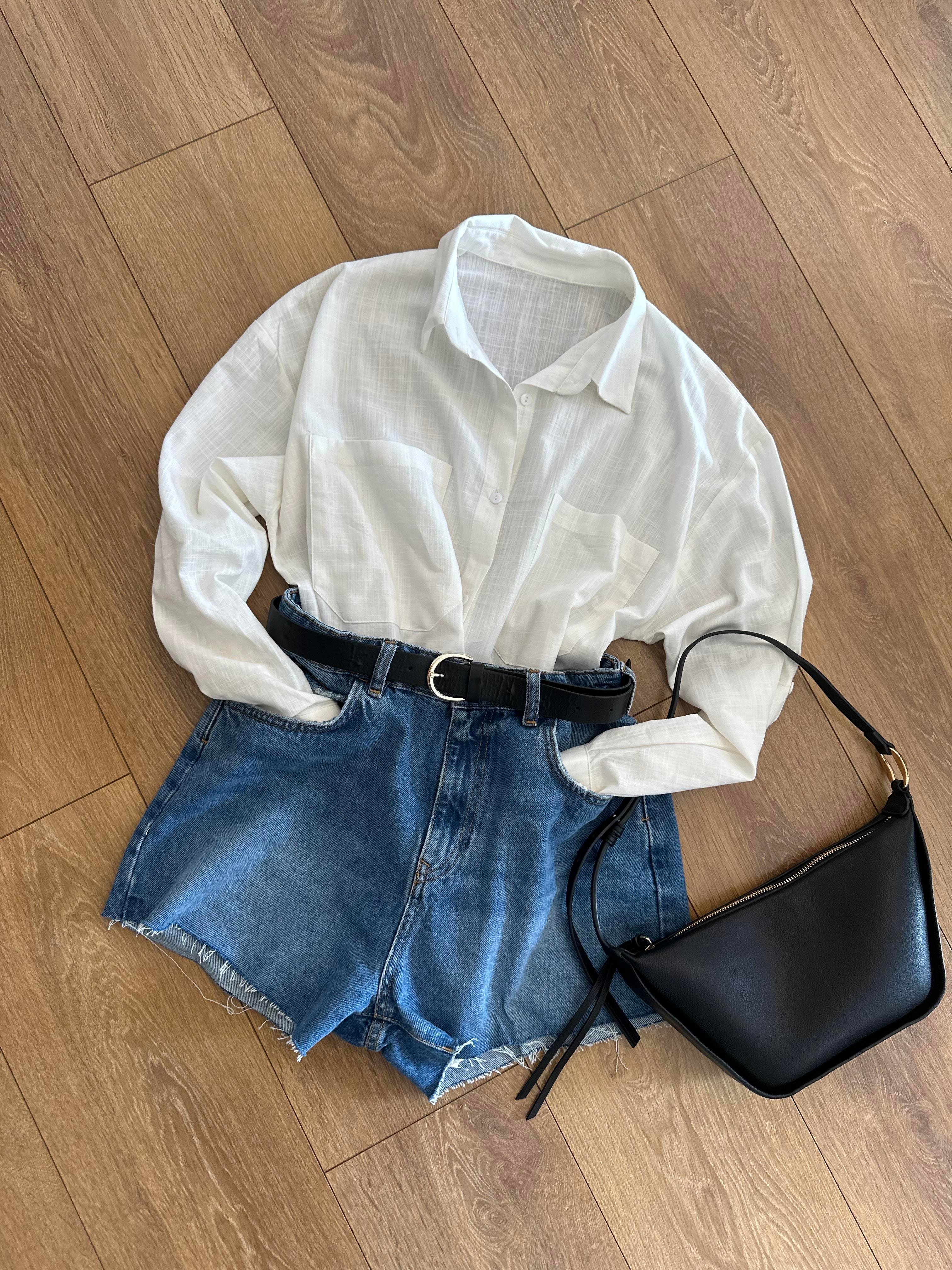 Kesik Paça Kot Şort