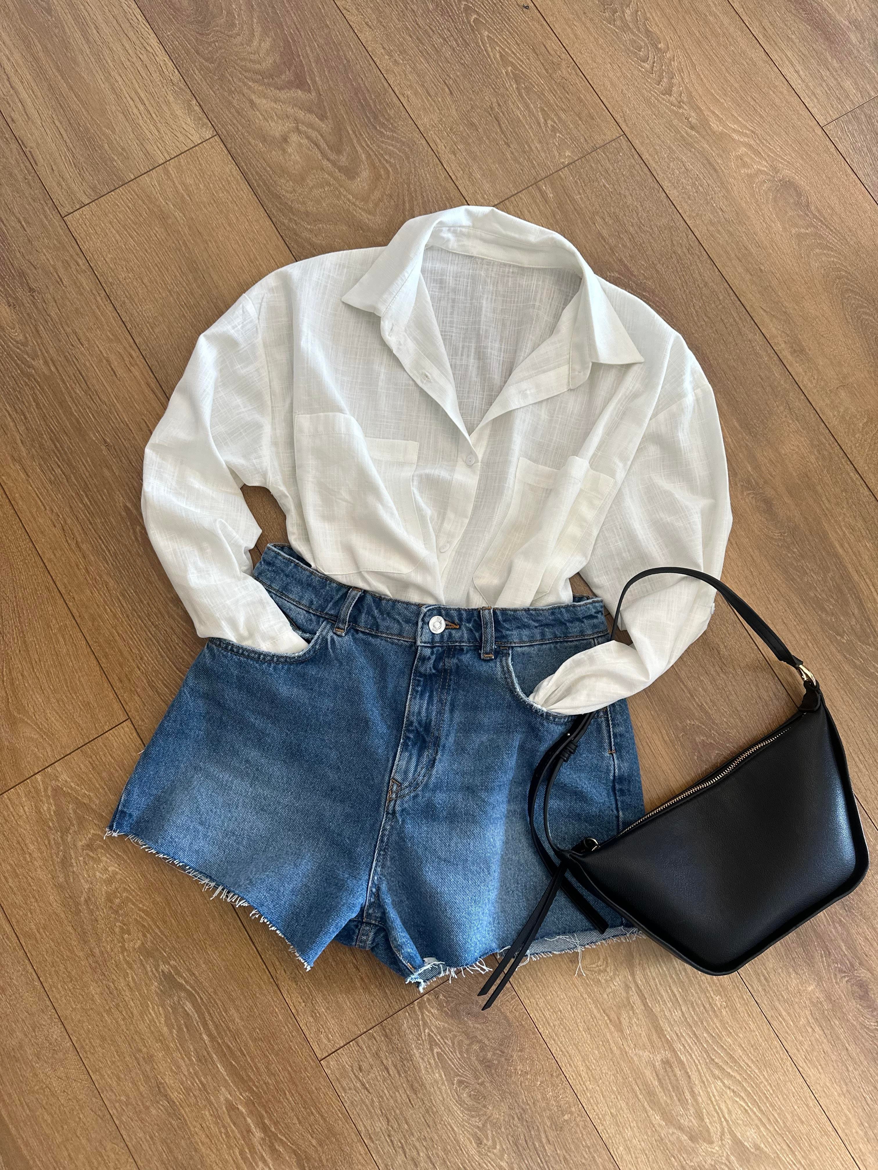 Kesik Paça Kot Şort