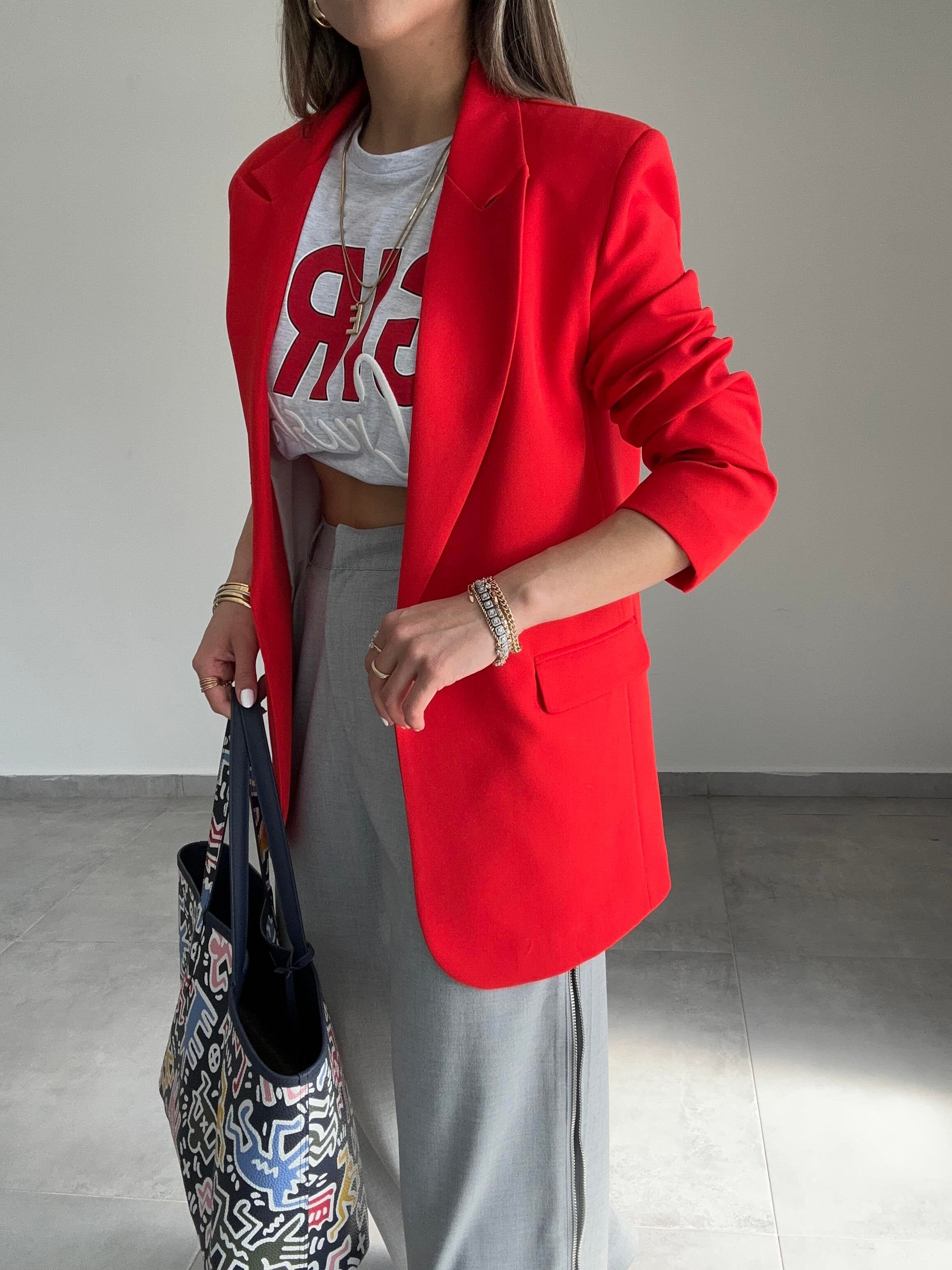 Kırmızı Blazer Ceket