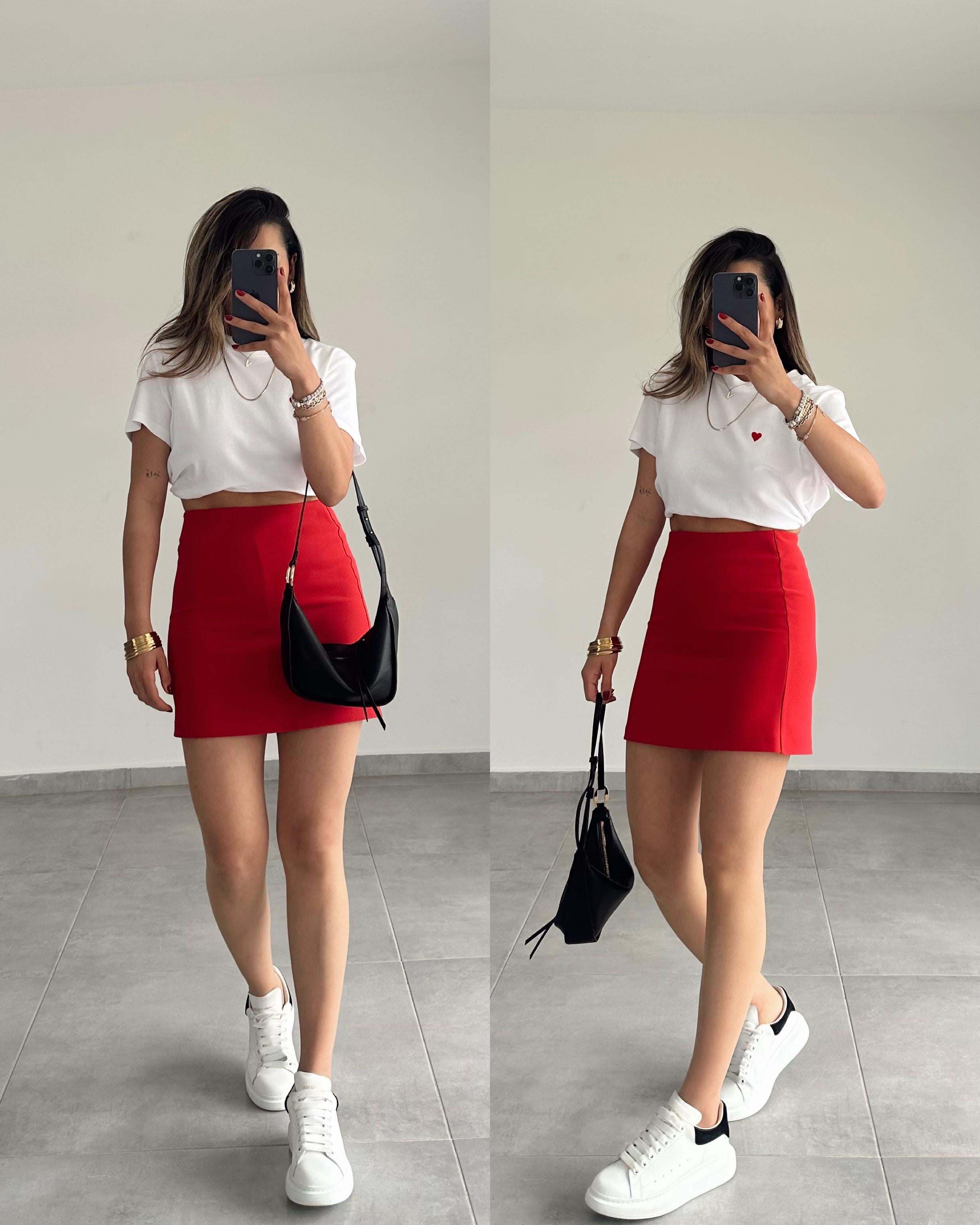 Kırmızı Mini Etek