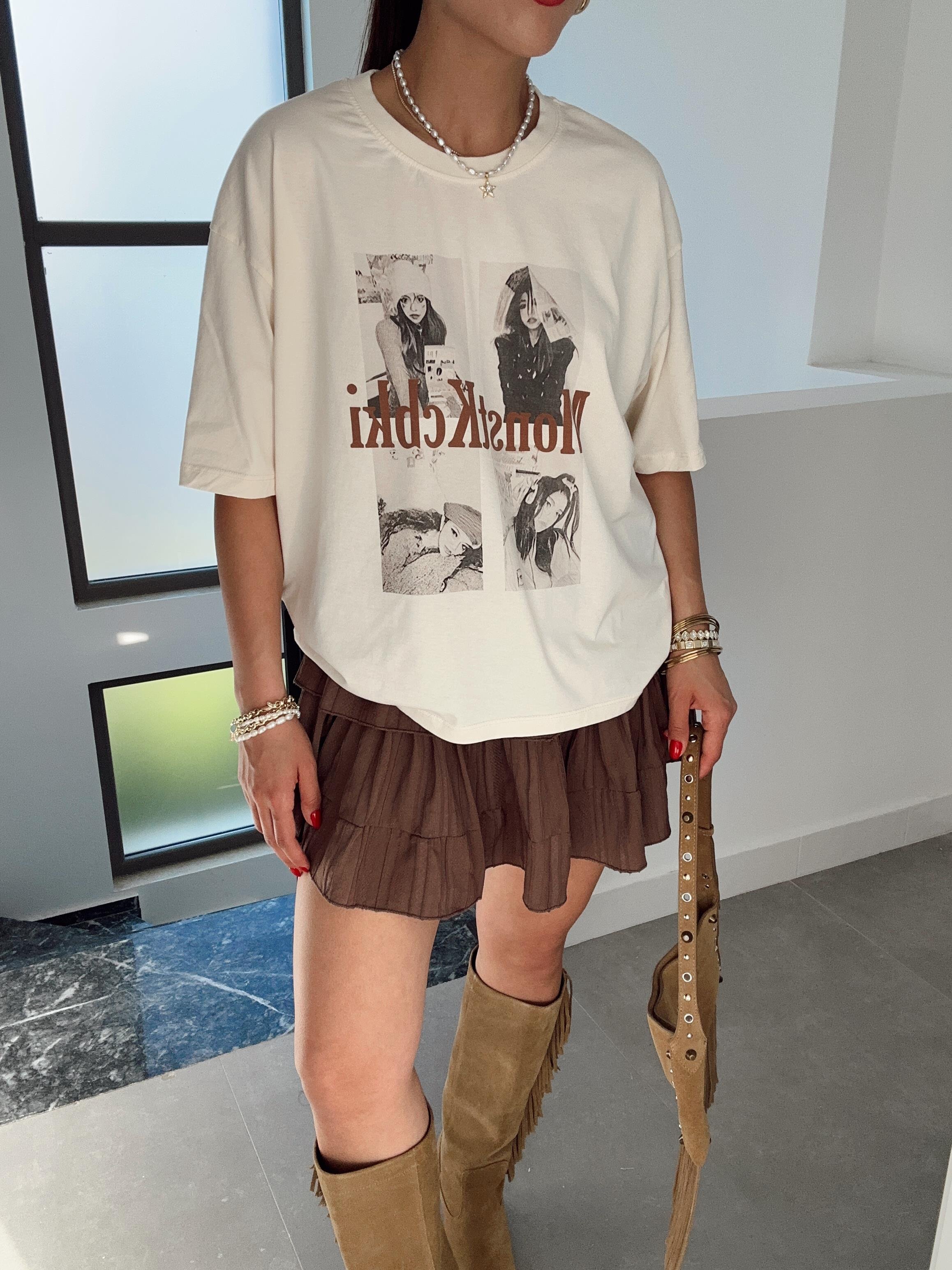 Krem Baskılı Tişört