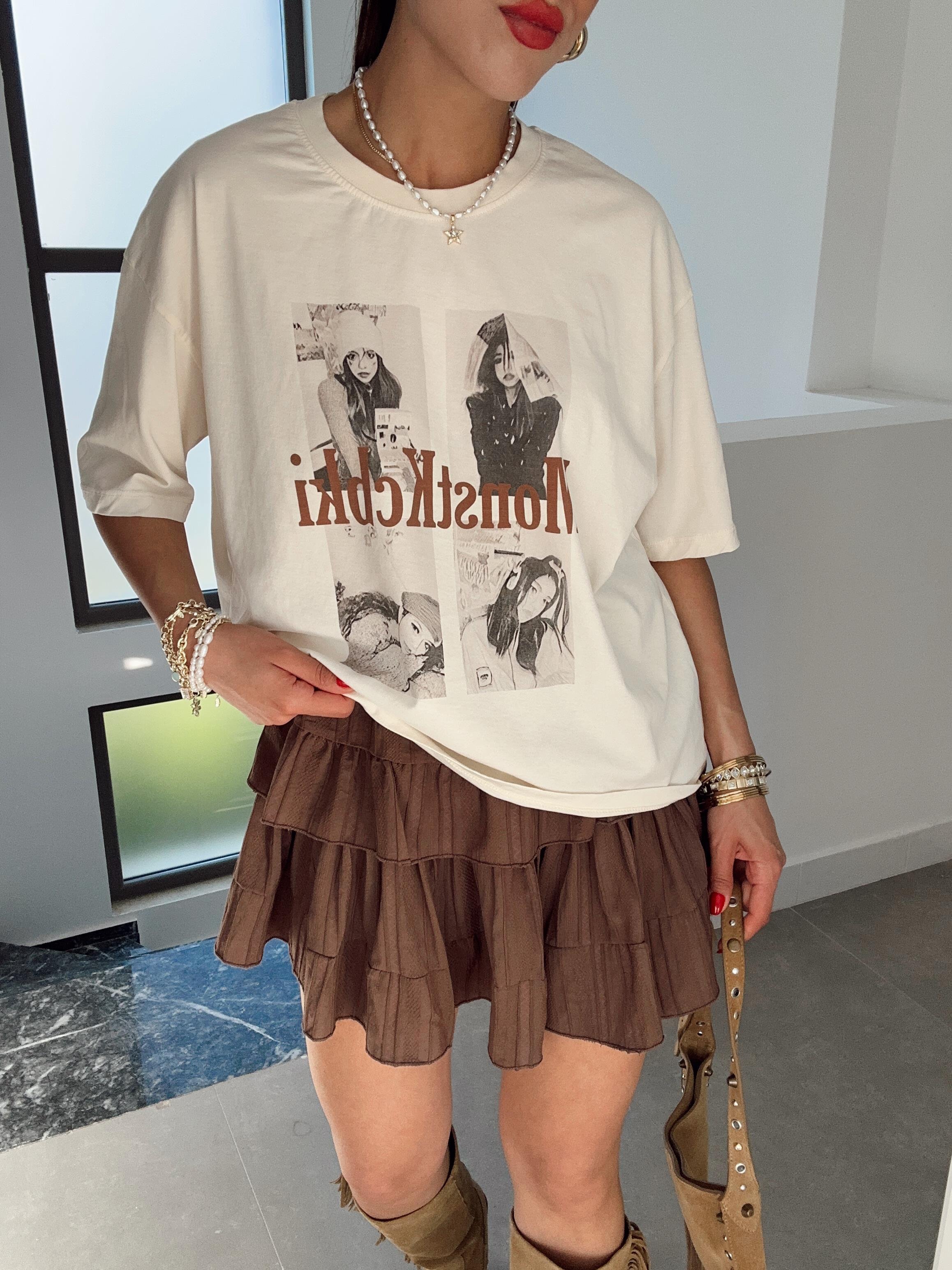 Krem Baskılı Tişört