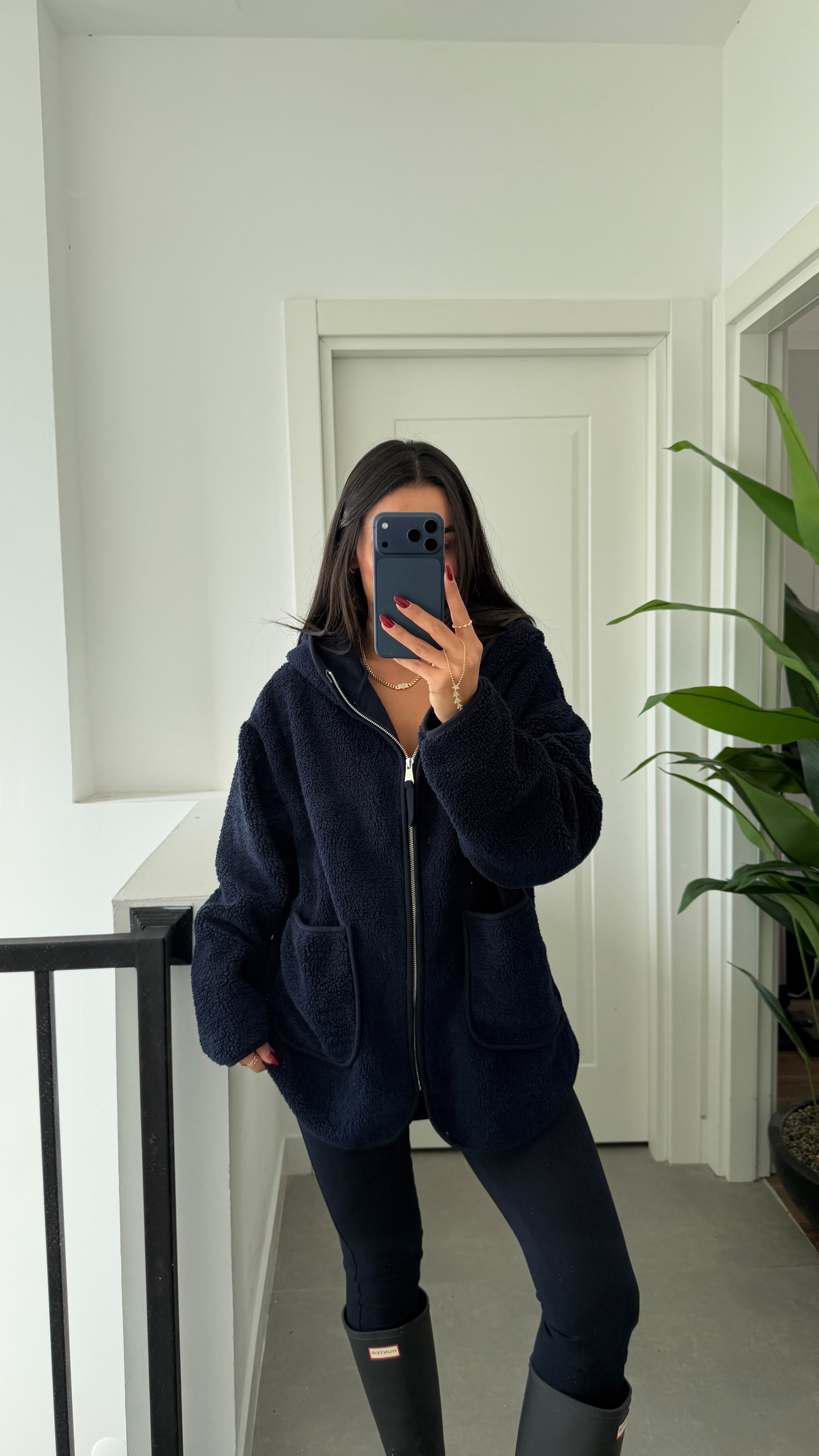 Lacivert Cepli Kapüşonlu Polar Sweat