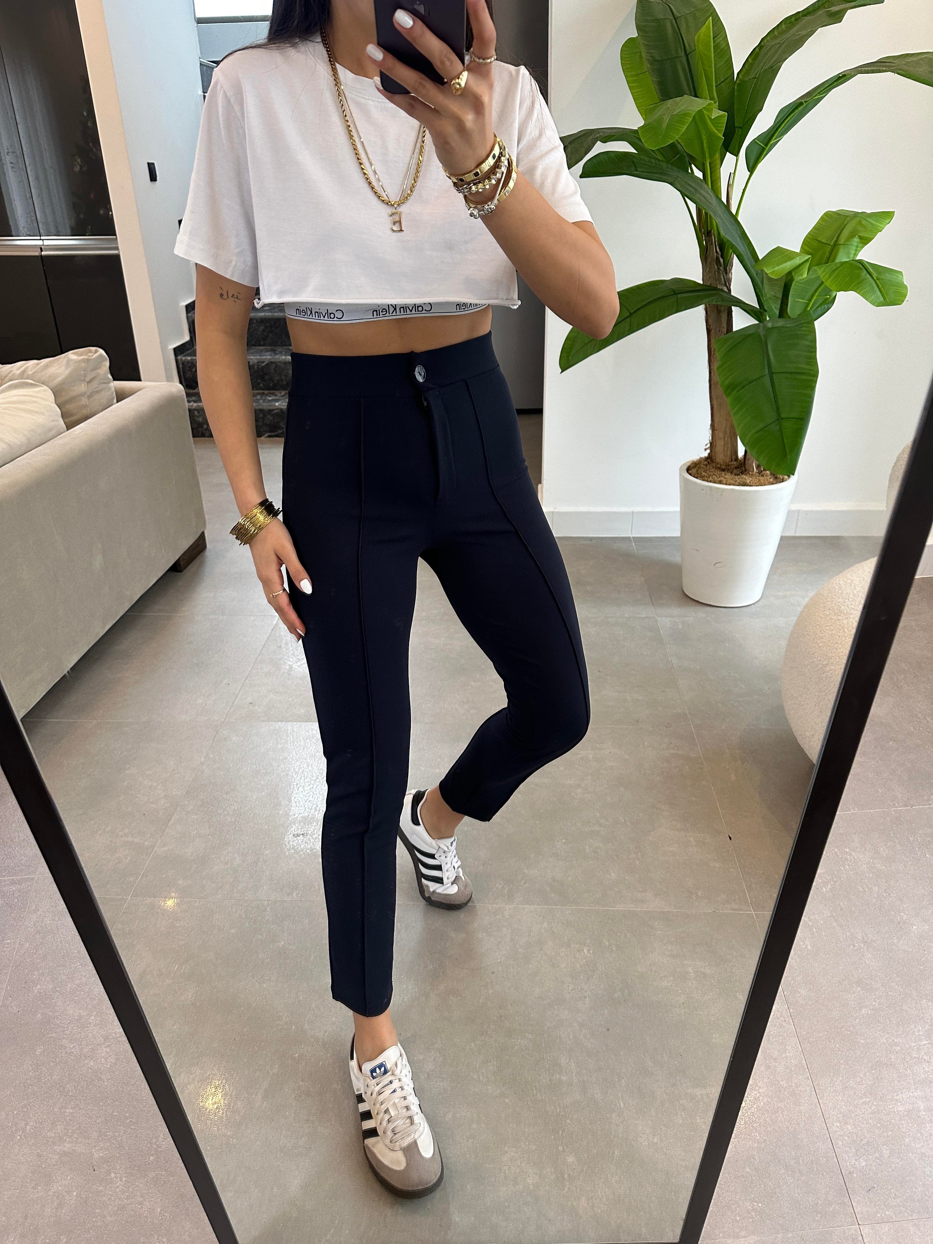 Lacivert Çimalı Dar Paça Pantolon