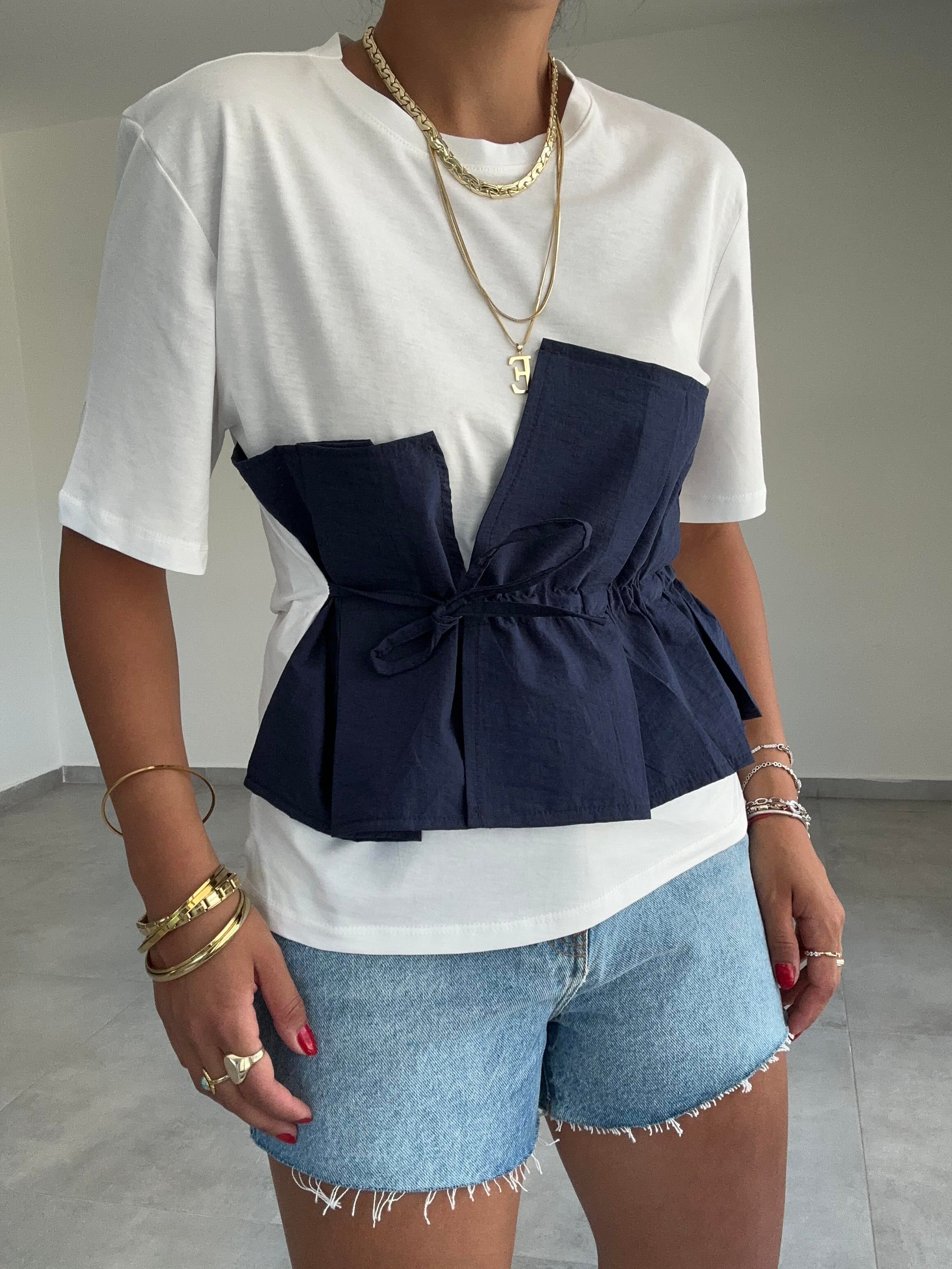 Lacivert  Korsajlı Tshirt