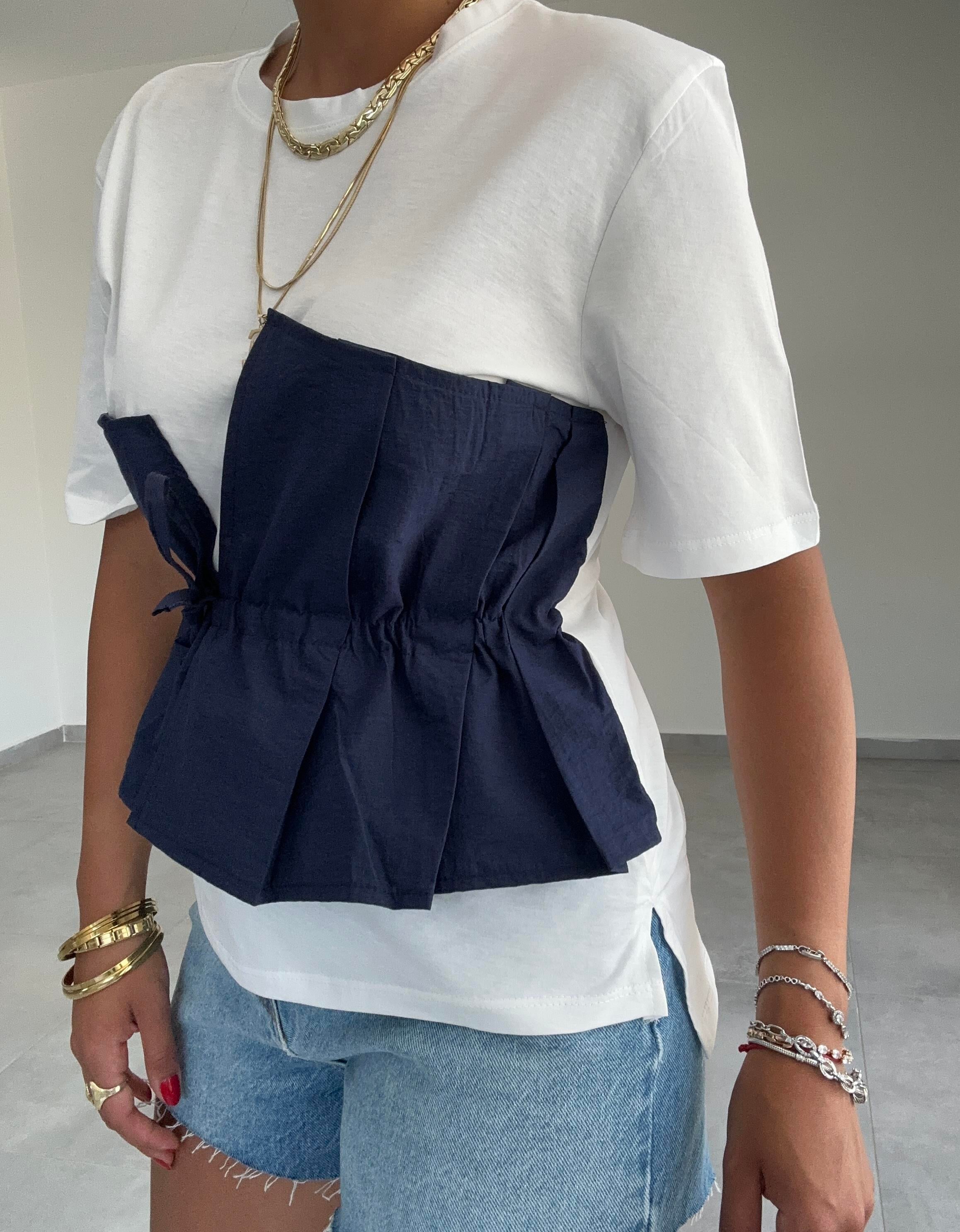 Lacivert  Korsajlı Tshirt