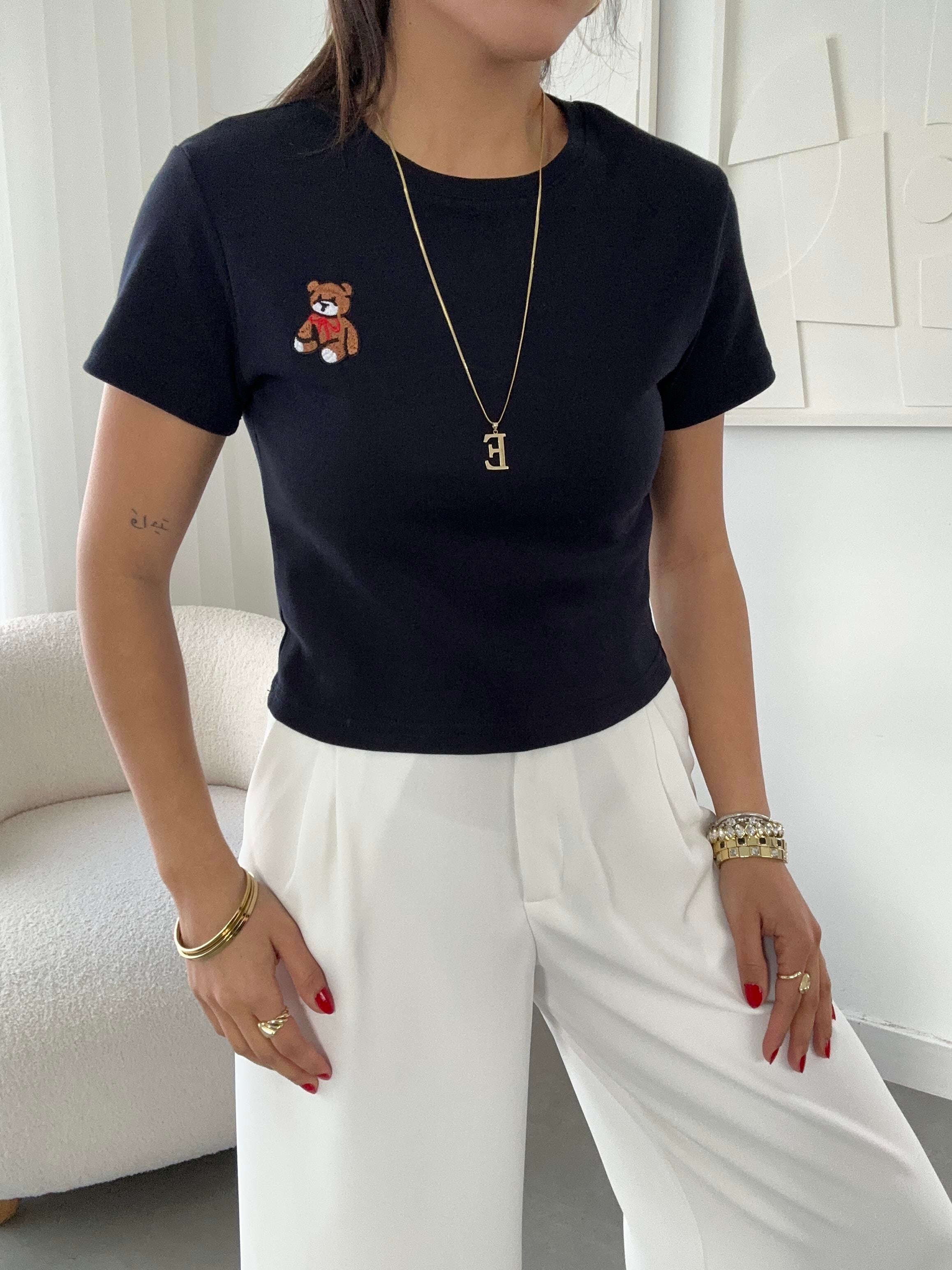 Lacivert Küçük Tedy Nakışlı Tshirt