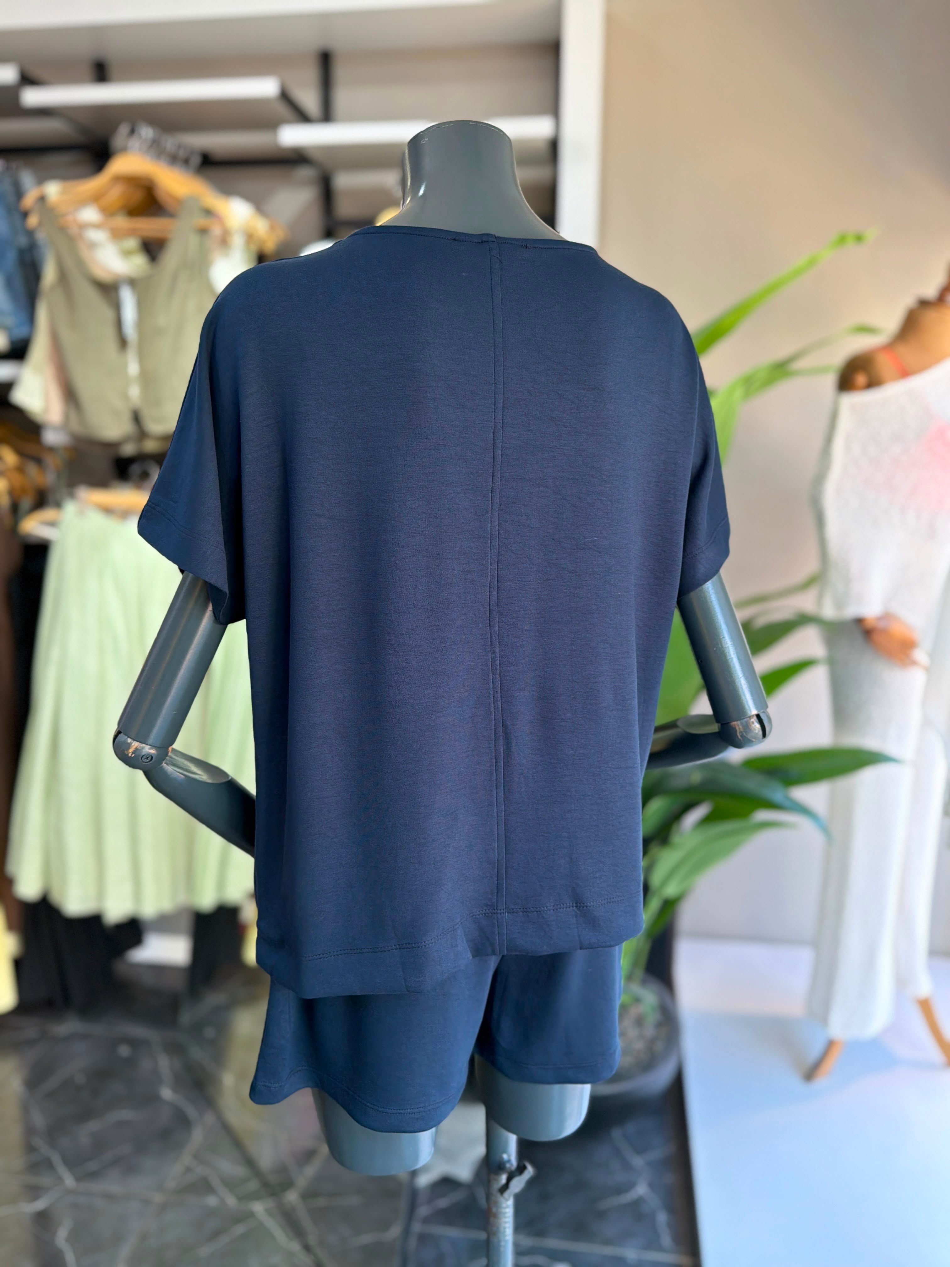 Lacivert Modal Şortlu Tshirt Takım