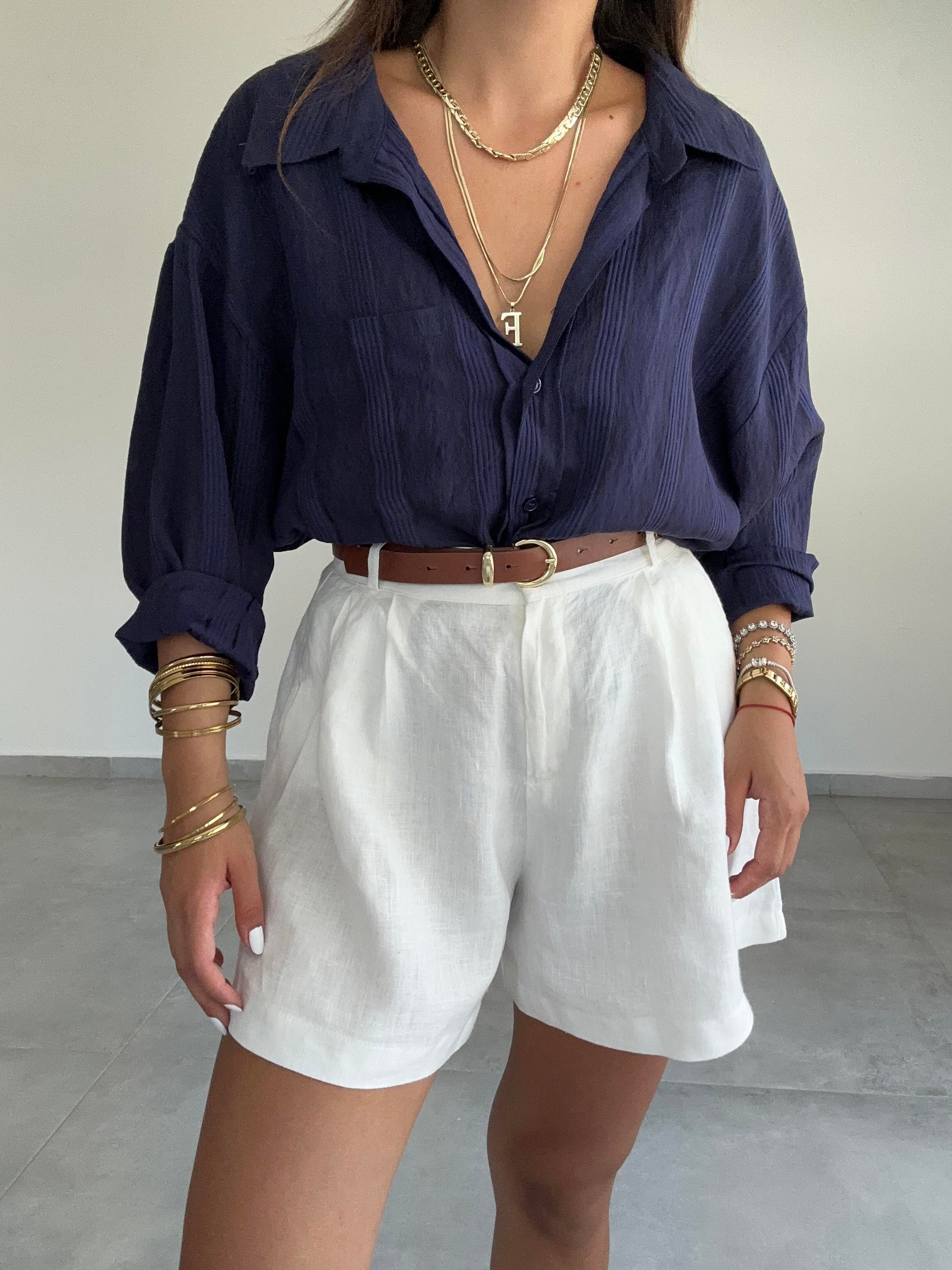 Lacivert Oversize Gömlek