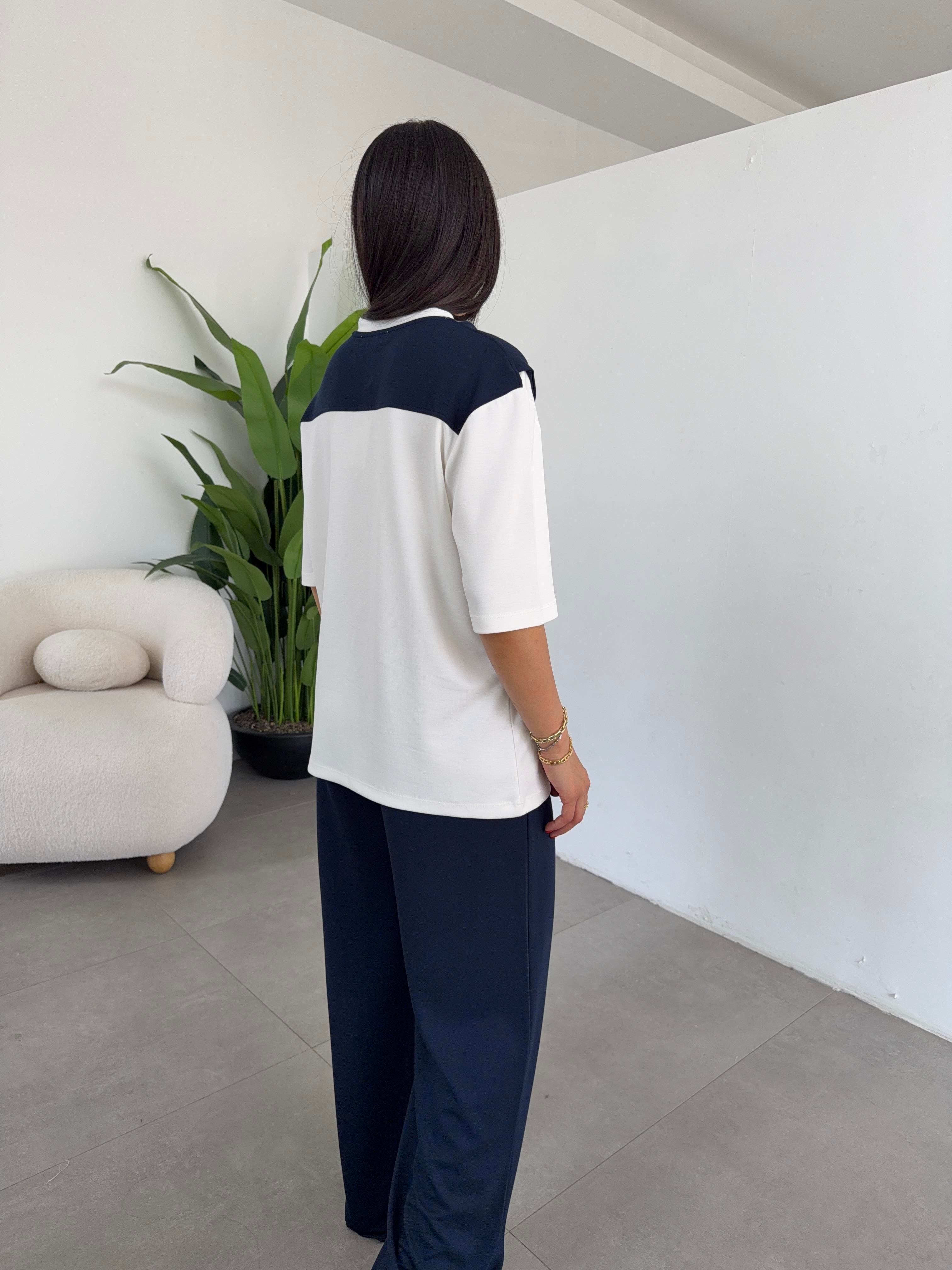 Lacivert Oys Modal Atkılı Tshirt Pantolon Takım