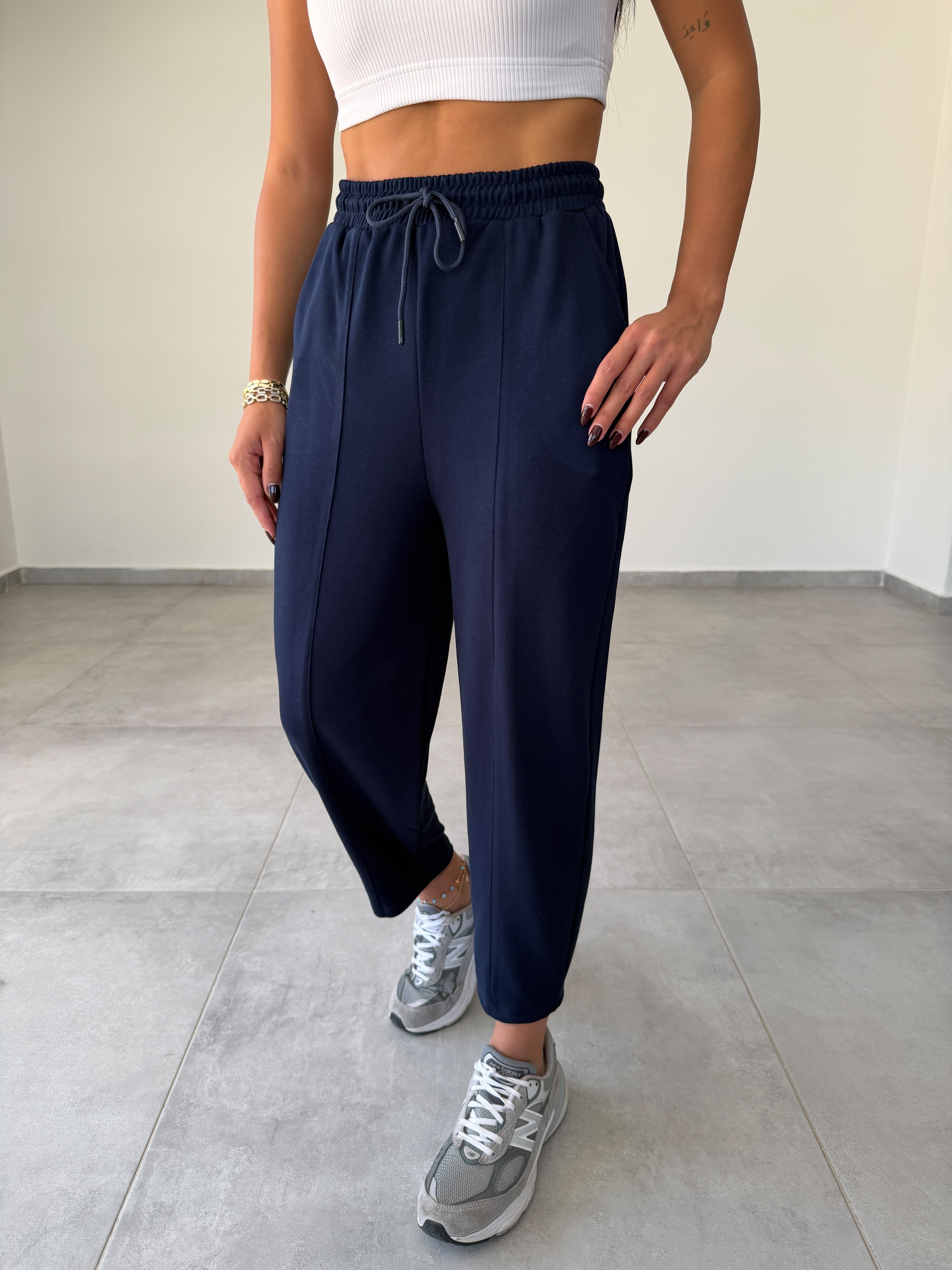 Lacivert Pike Çimalı Balon Pantolon
