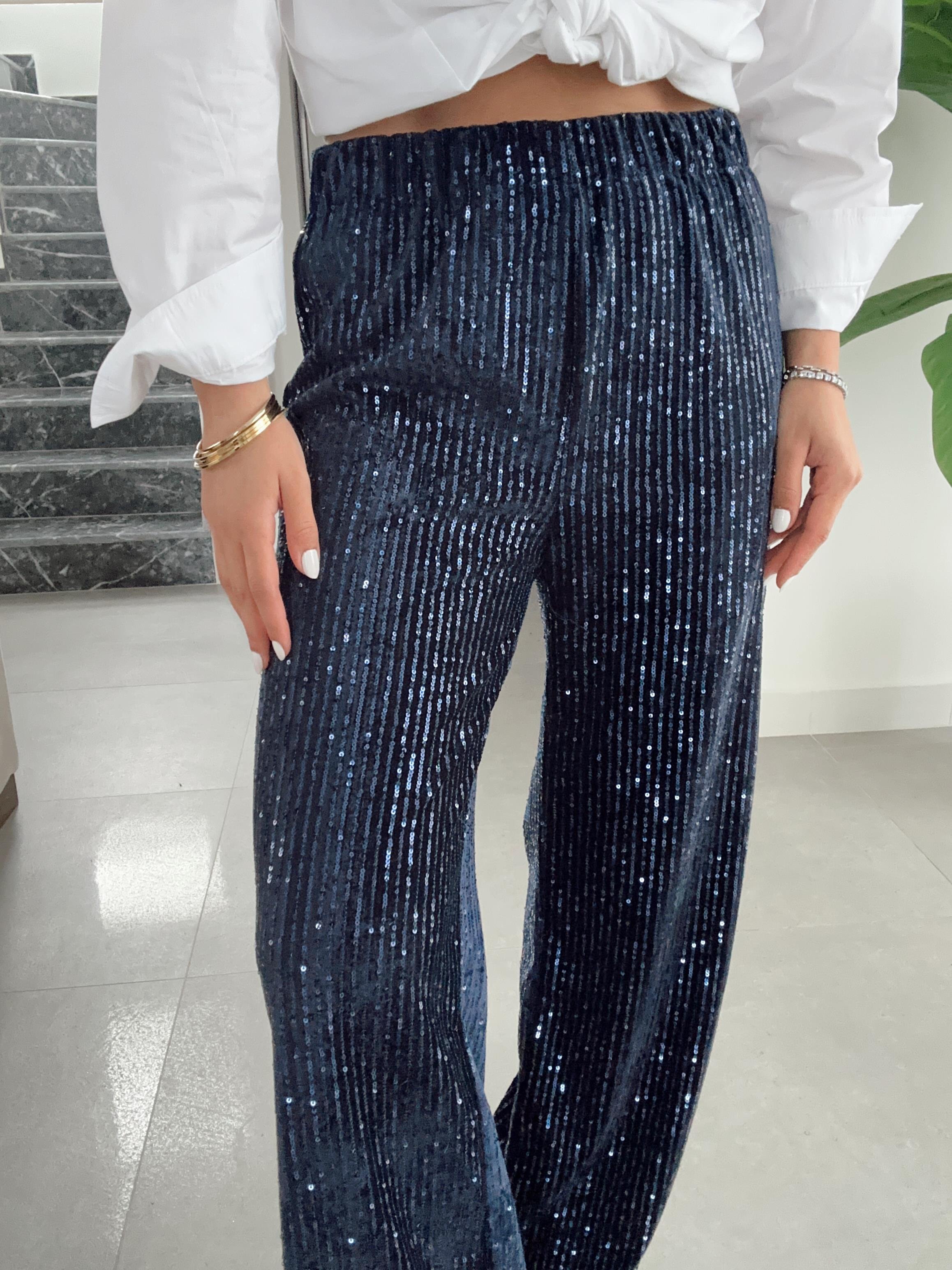 Lacivert Pullu Bol Paça Pantolon