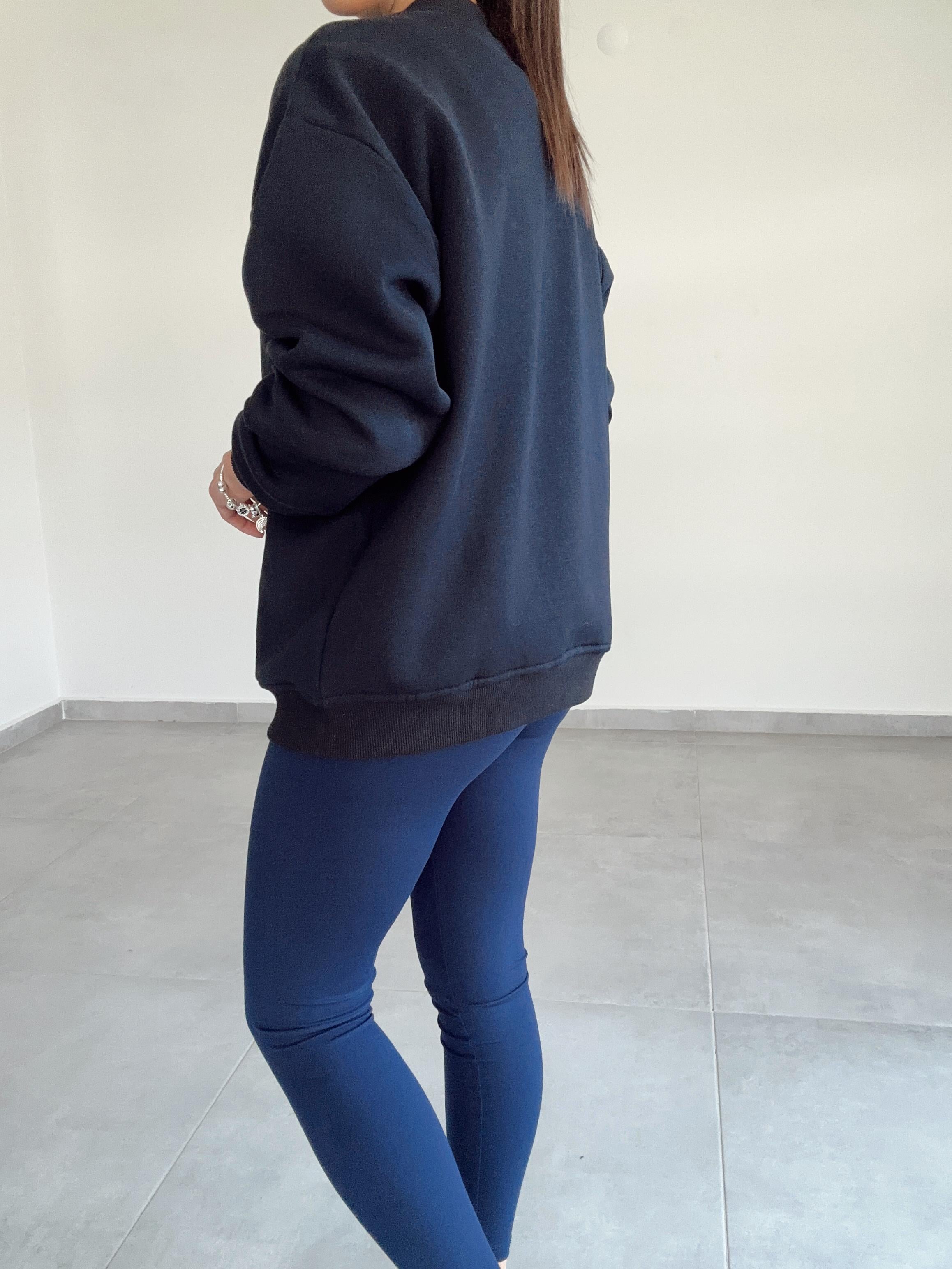 Lacivert Tedy Nakışlı Sweat