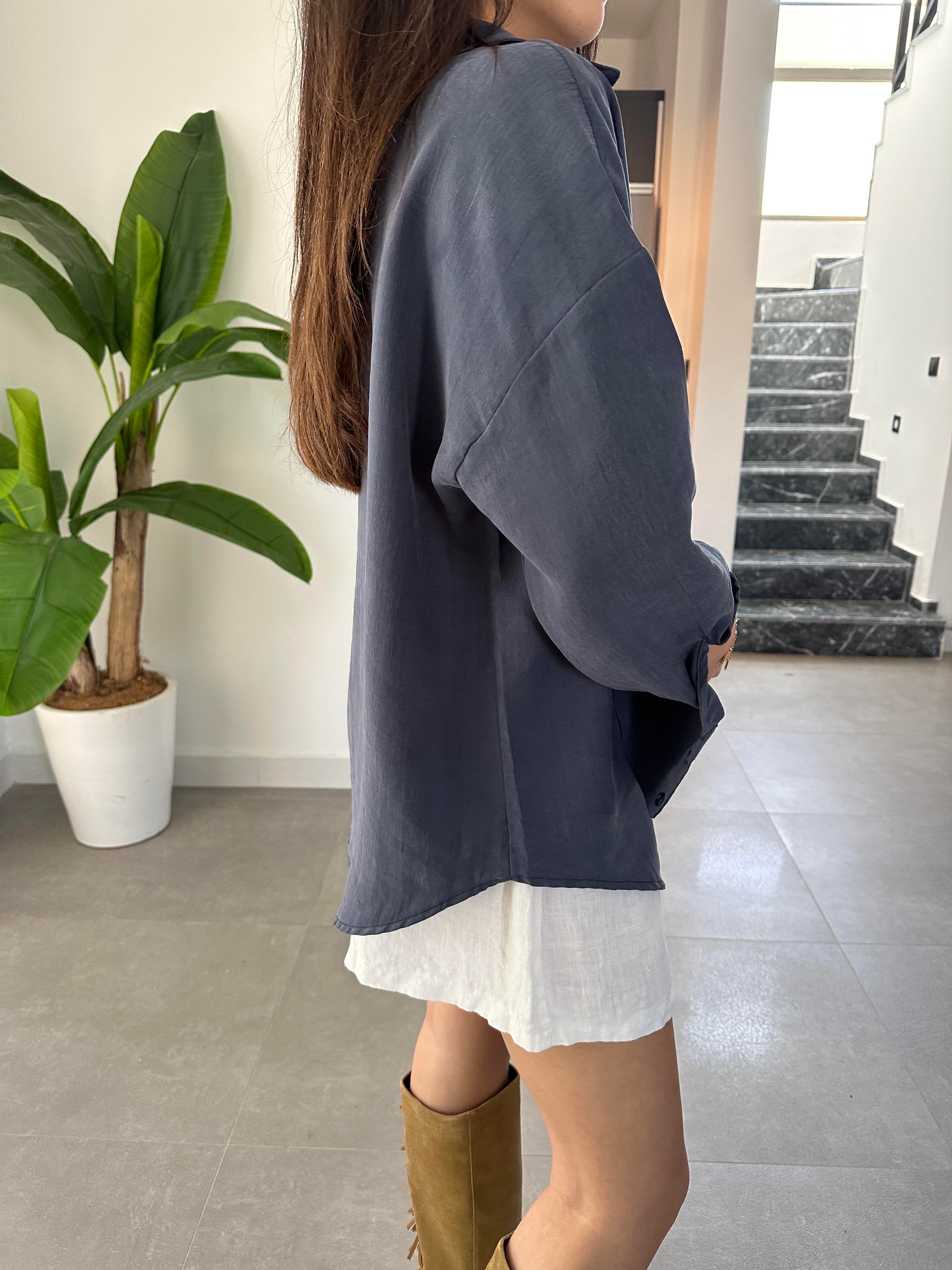 Lacivert Tensel Gömlek