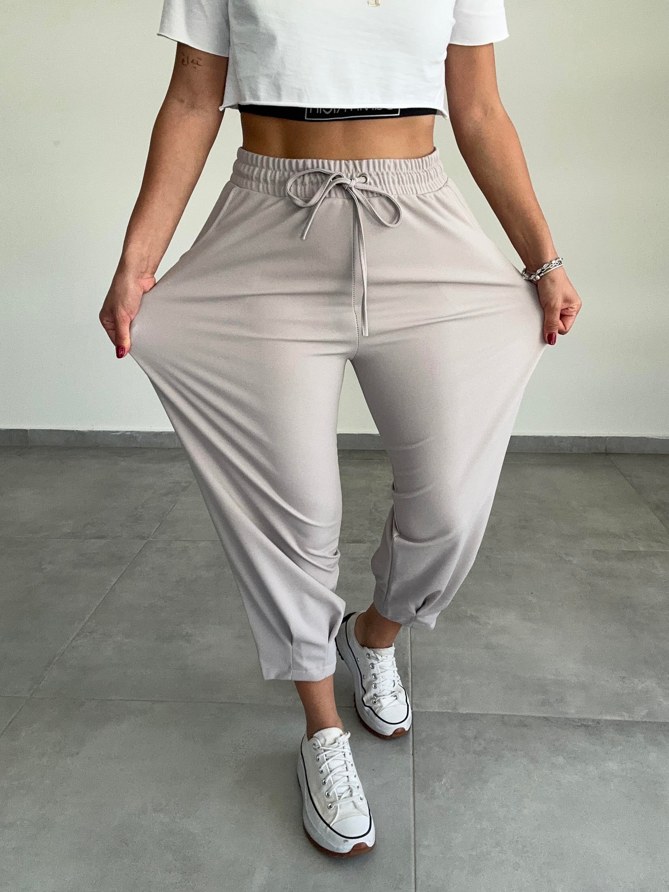 Lena Gri Paça Pileli Pantolon