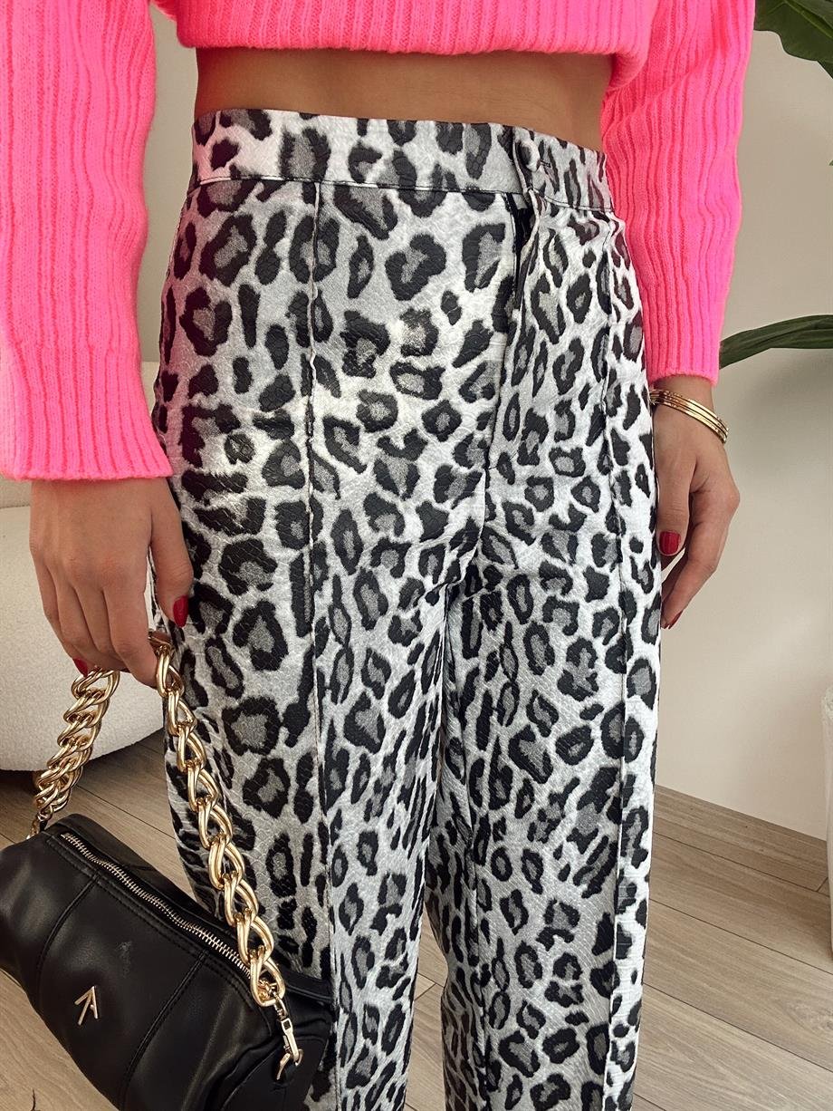 Leopar Deri Pantolon
