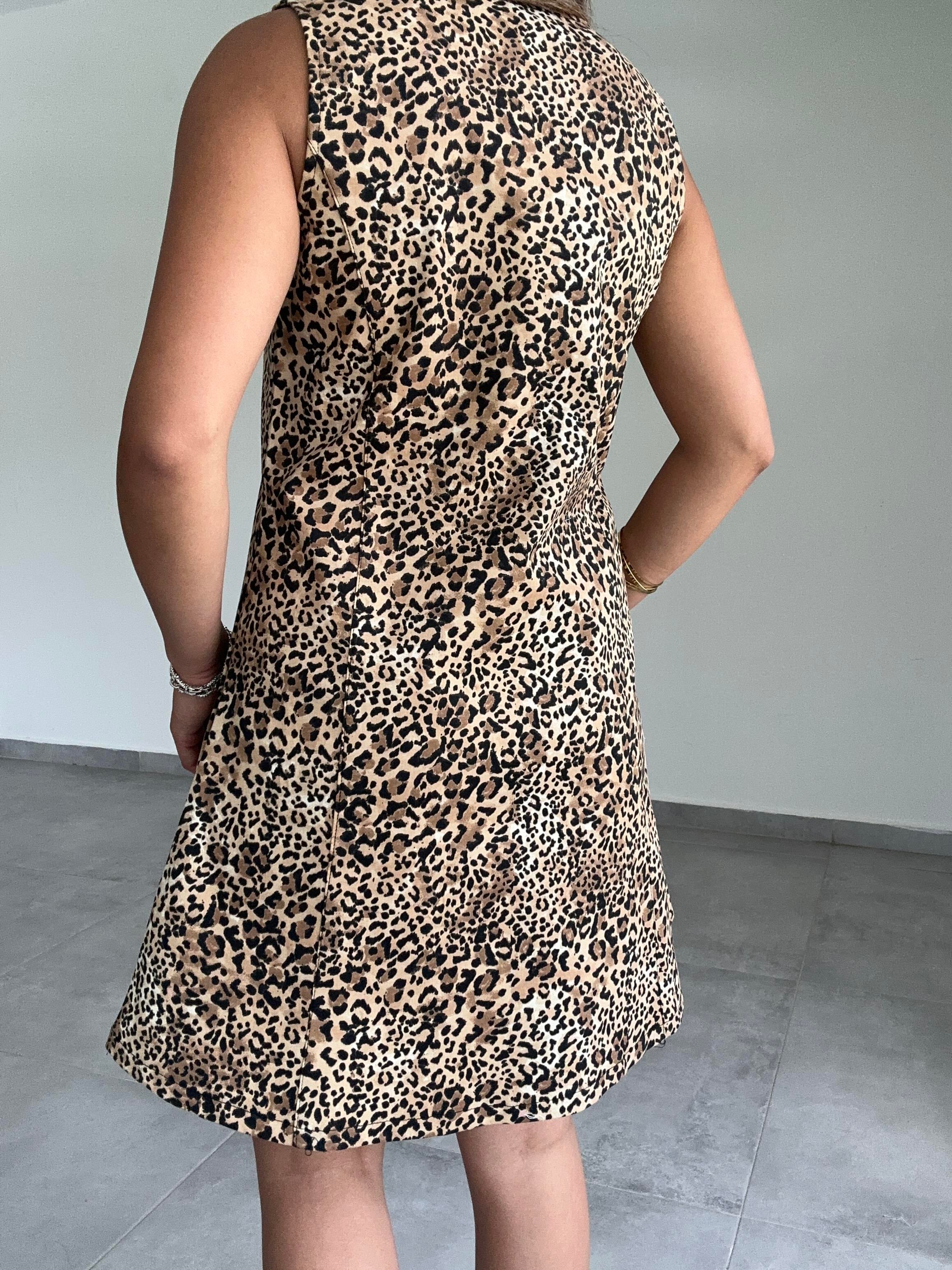 Leopar Desenli Elbise