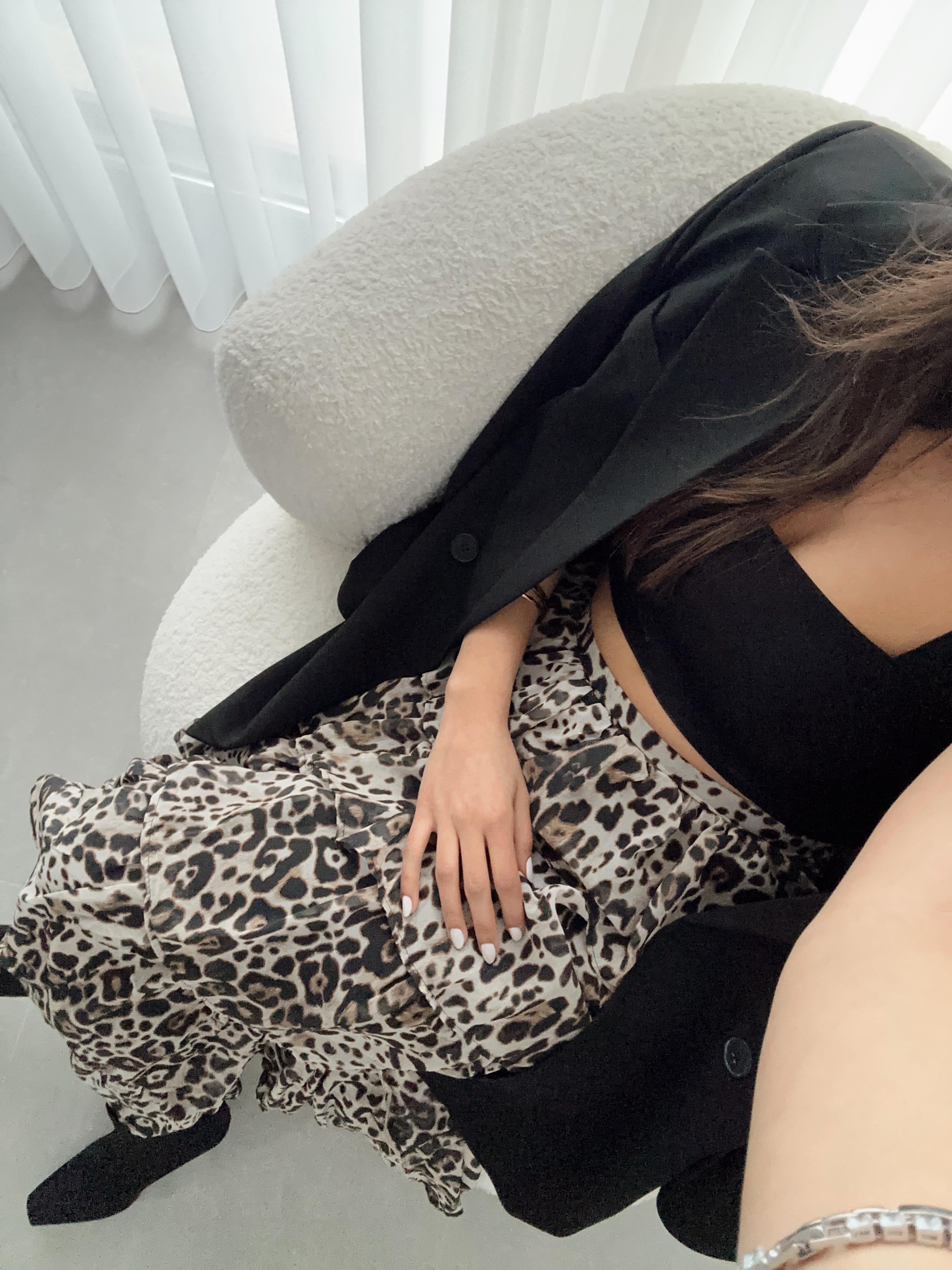 Leopar Desenli Katlı Maxi Etek