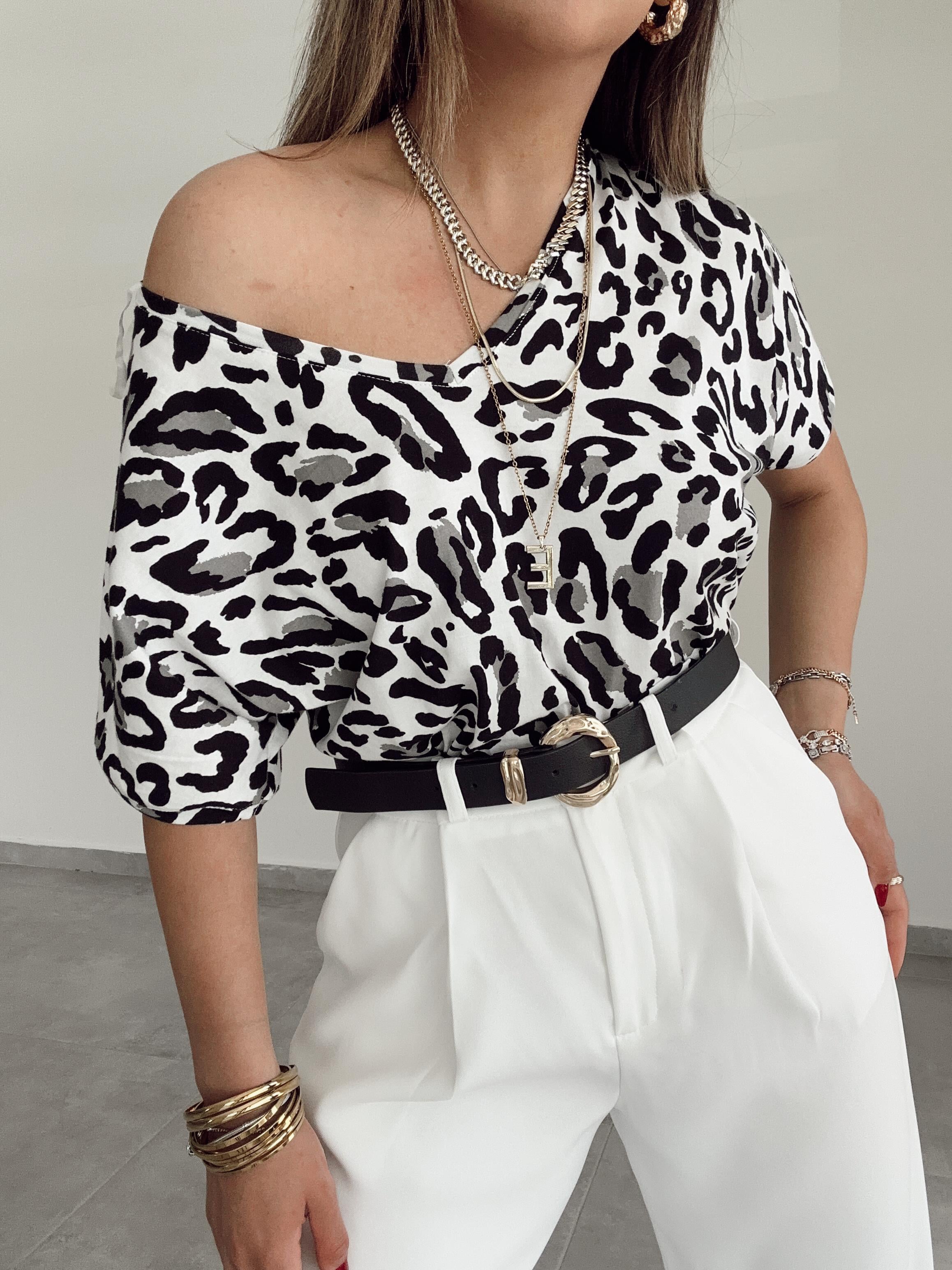 Leopar Siyah Tişört