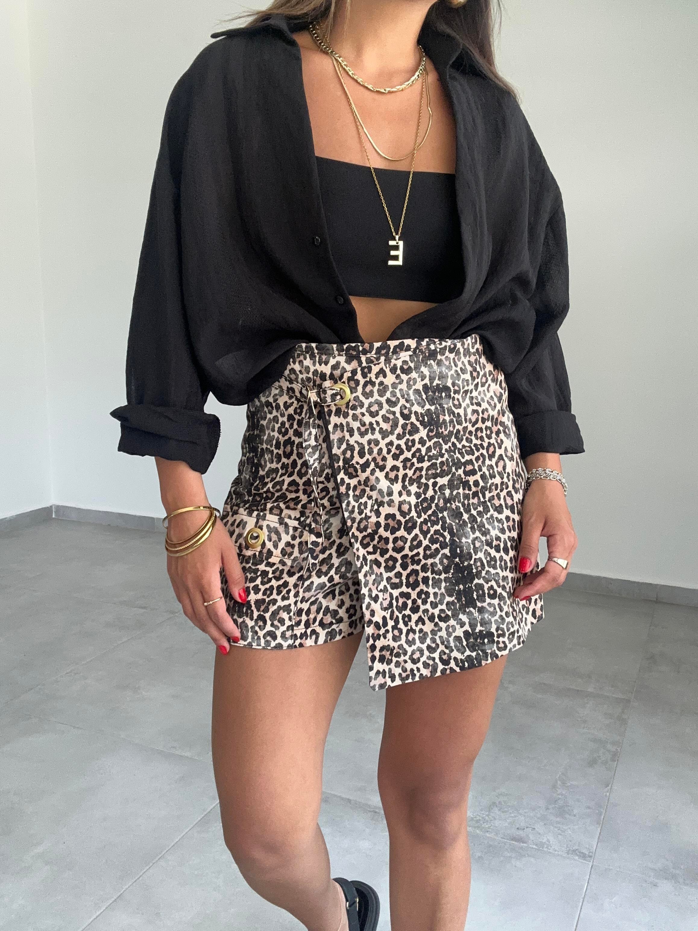 Leopar Şort Etek