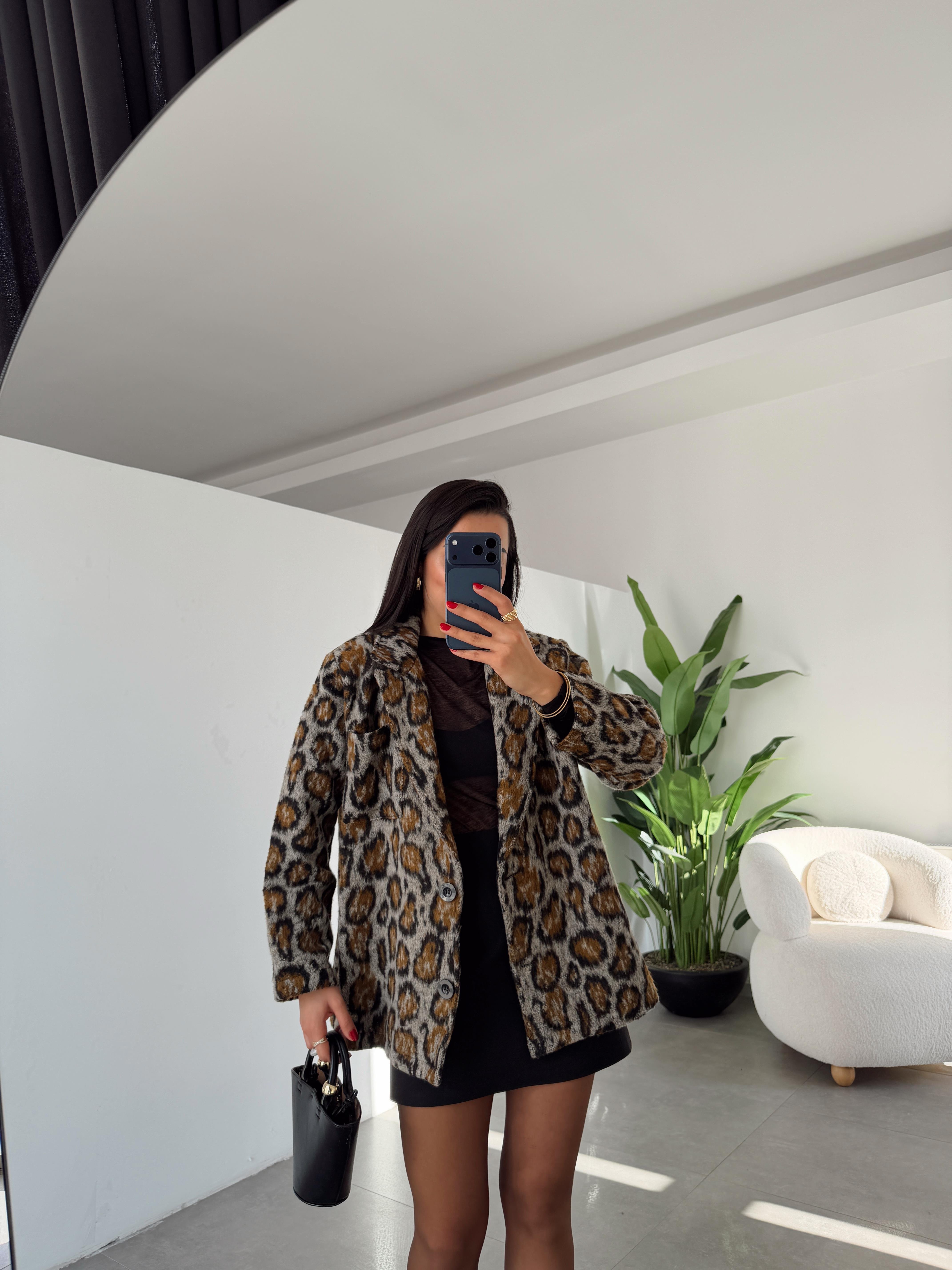 Leopar Vatkalı Ceket