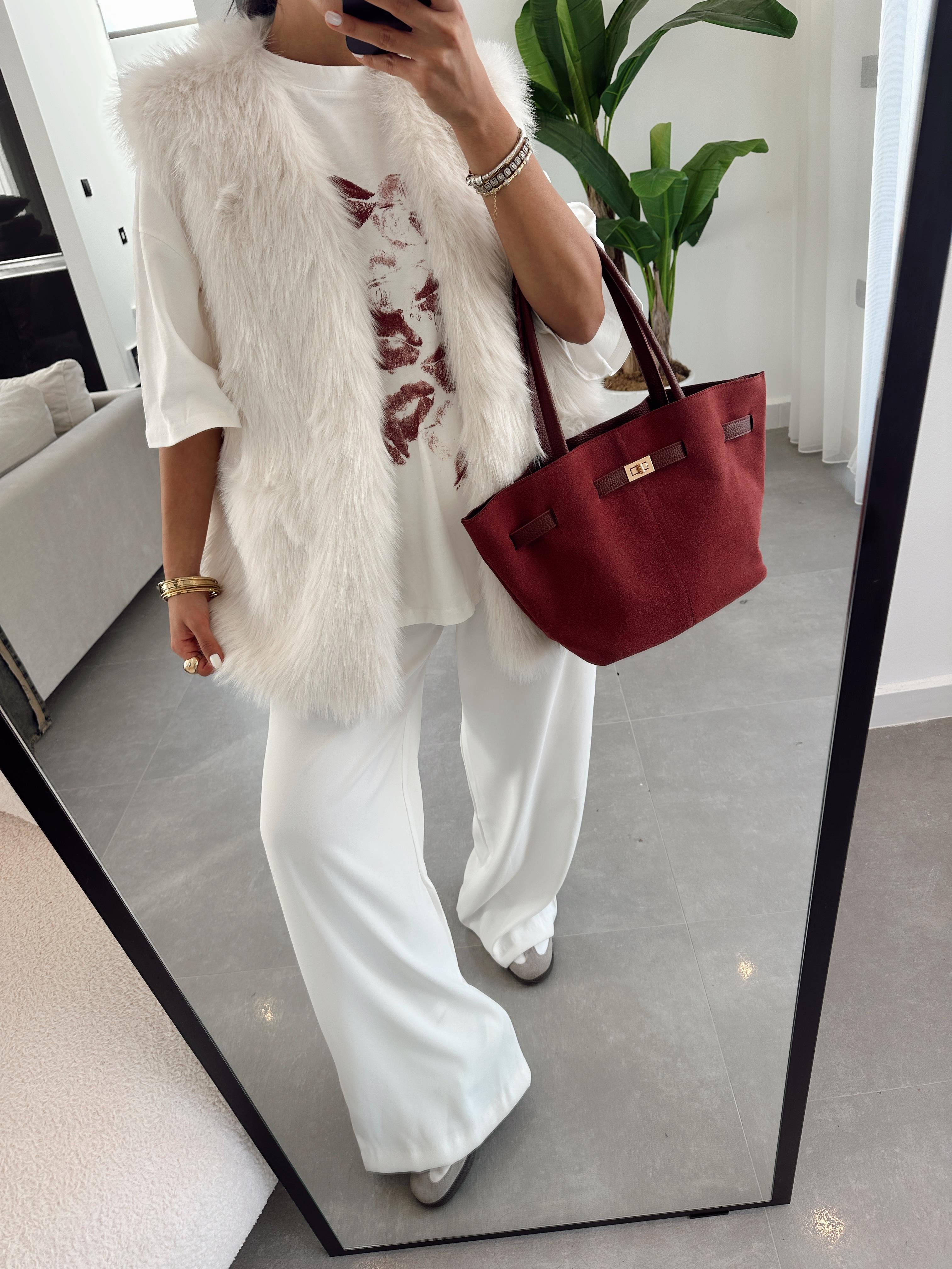 Lips Beyaz Oversize Tshirt