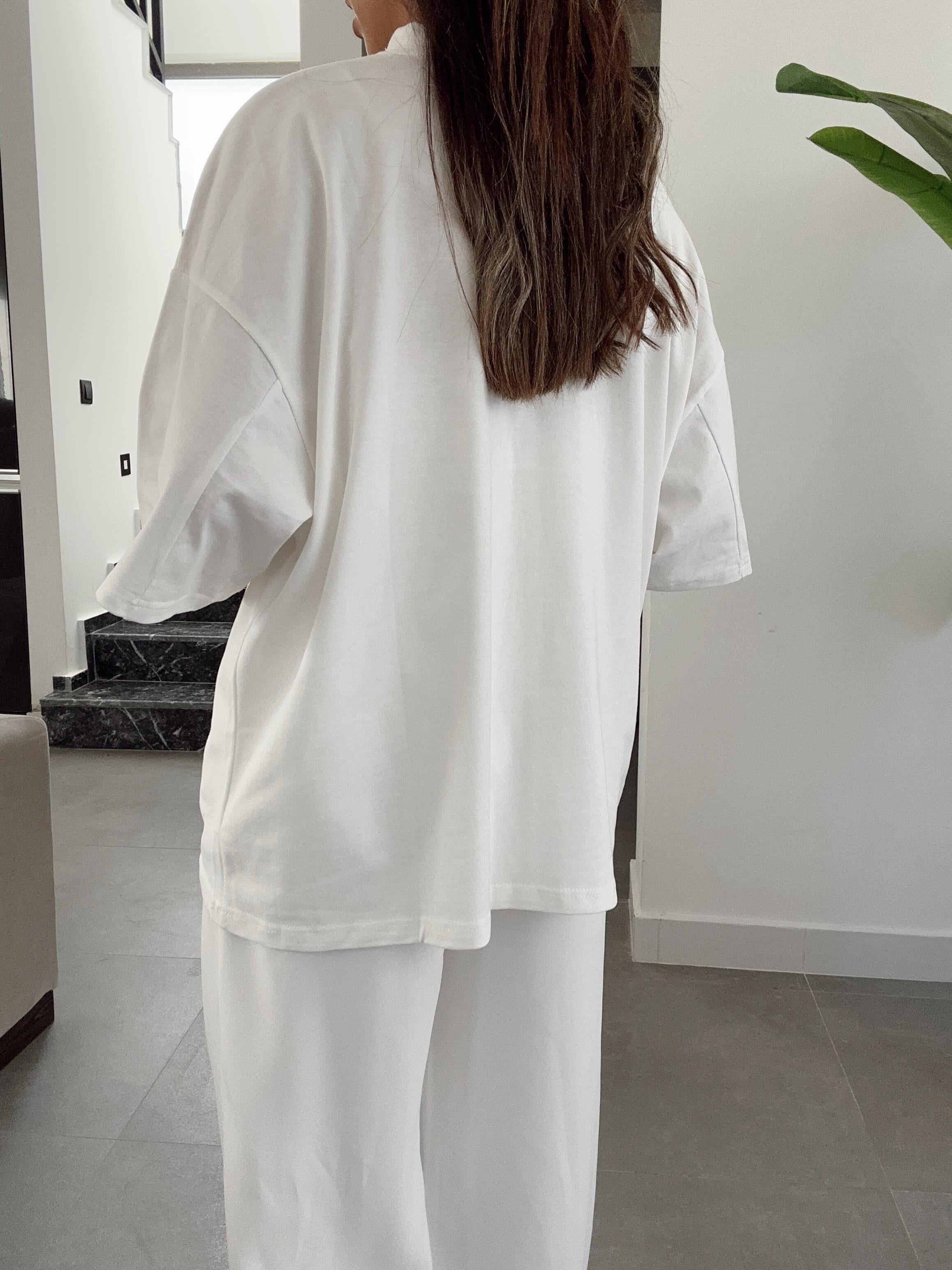 Lips Beyaz Oversize Tshirt