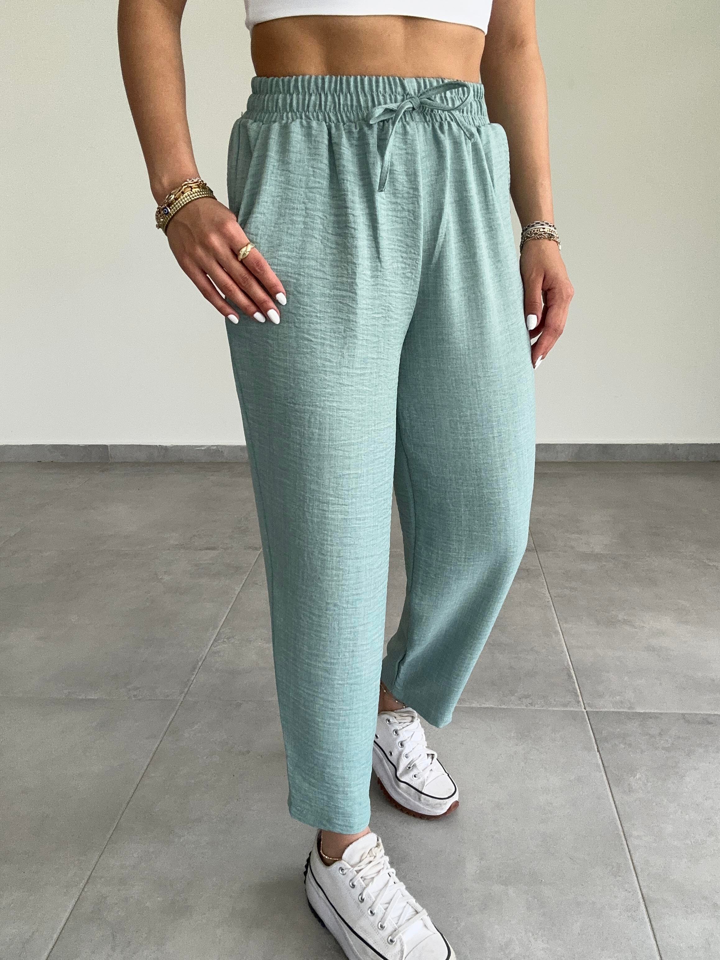 Luna Mint Yeşili Keten Gömlek Pantolon Takım