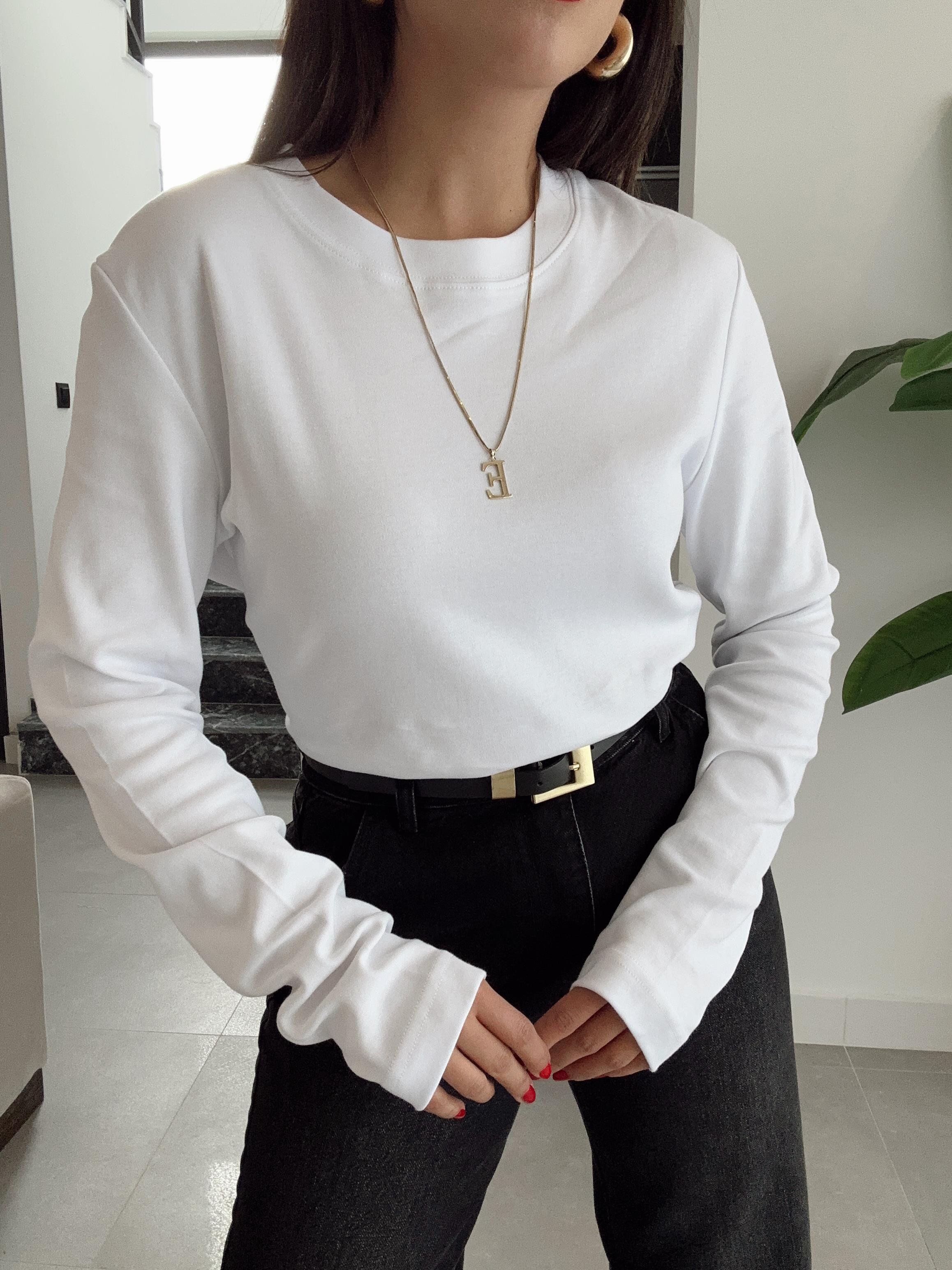 M-D Beyaz Uzun Kol Basic