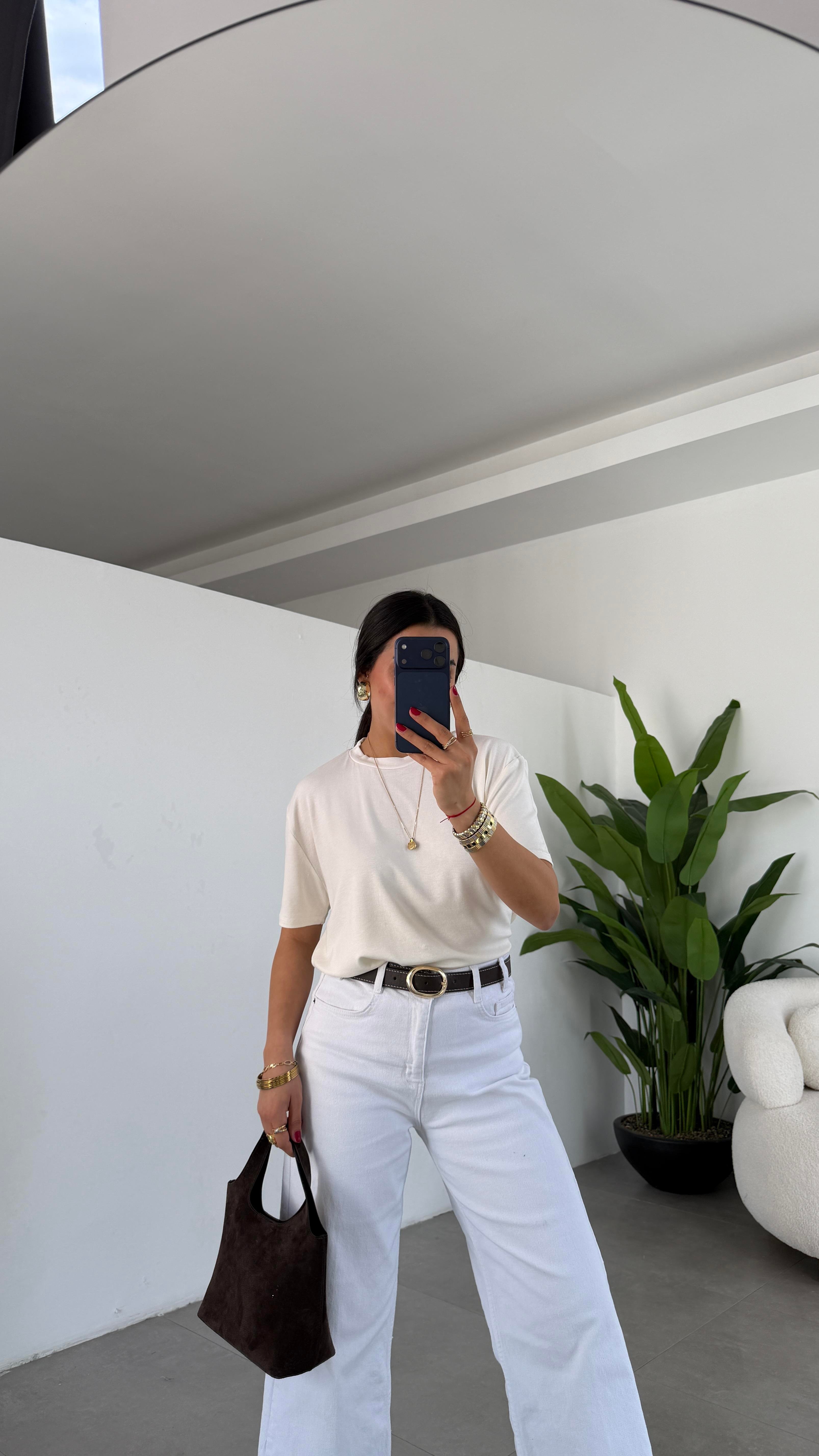 M-D Ekru İnterlok Bisiklet Yaka Basic