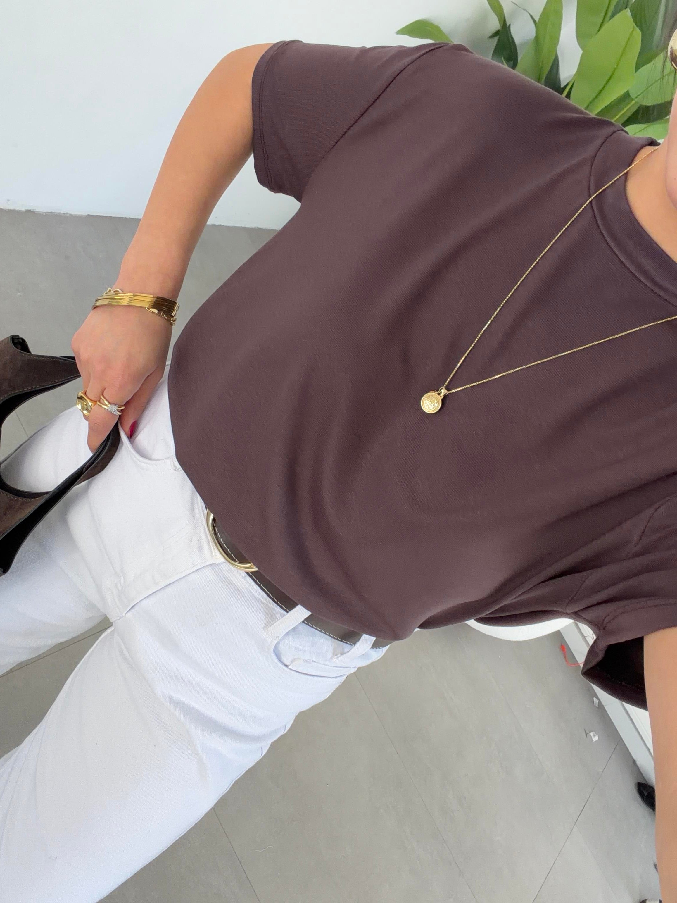 M-D Kahve İnterlok Bisiklet Yaka Basic