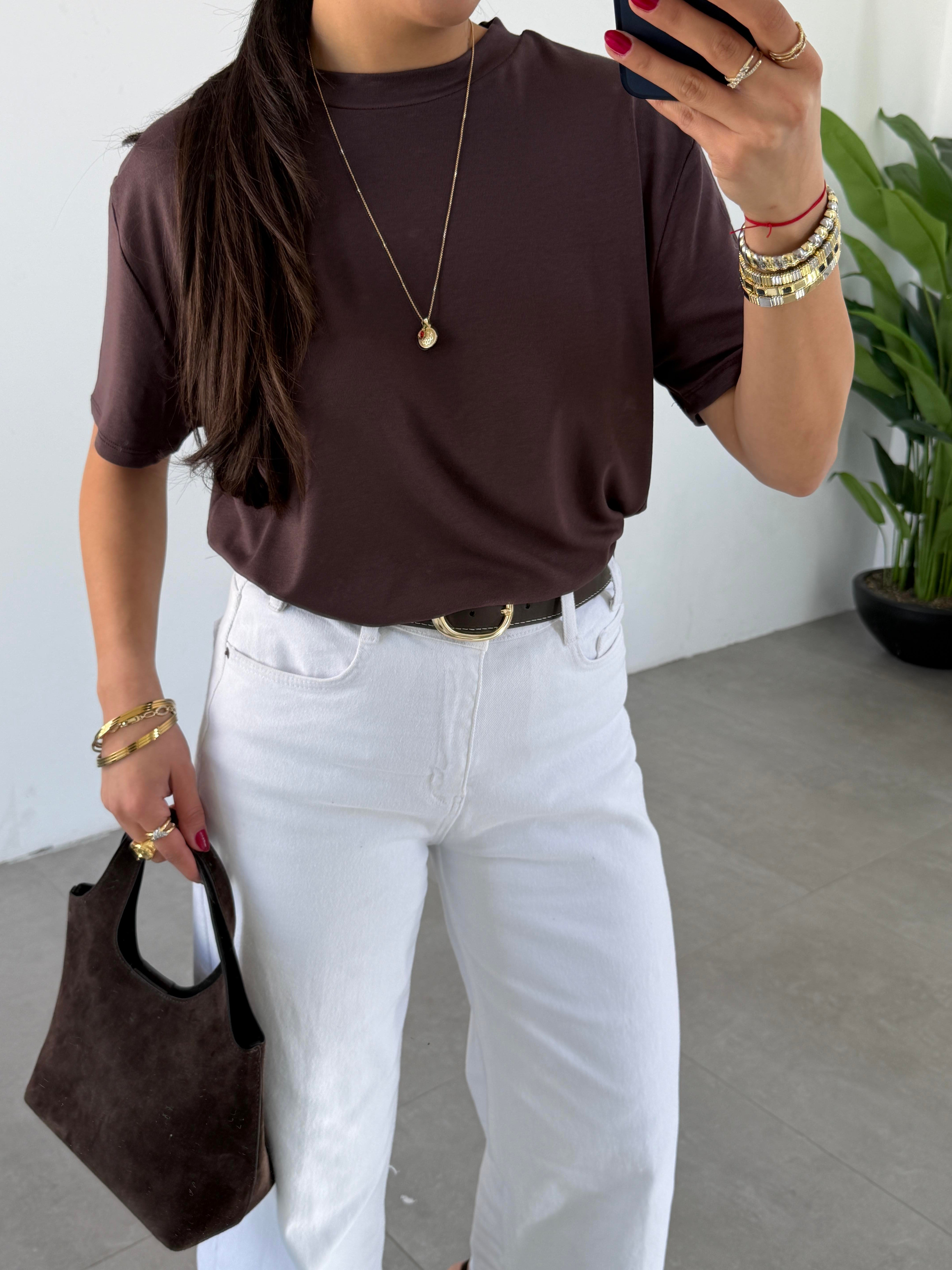 M-D Kahve İnterlok Bisiklet Yaka Basic