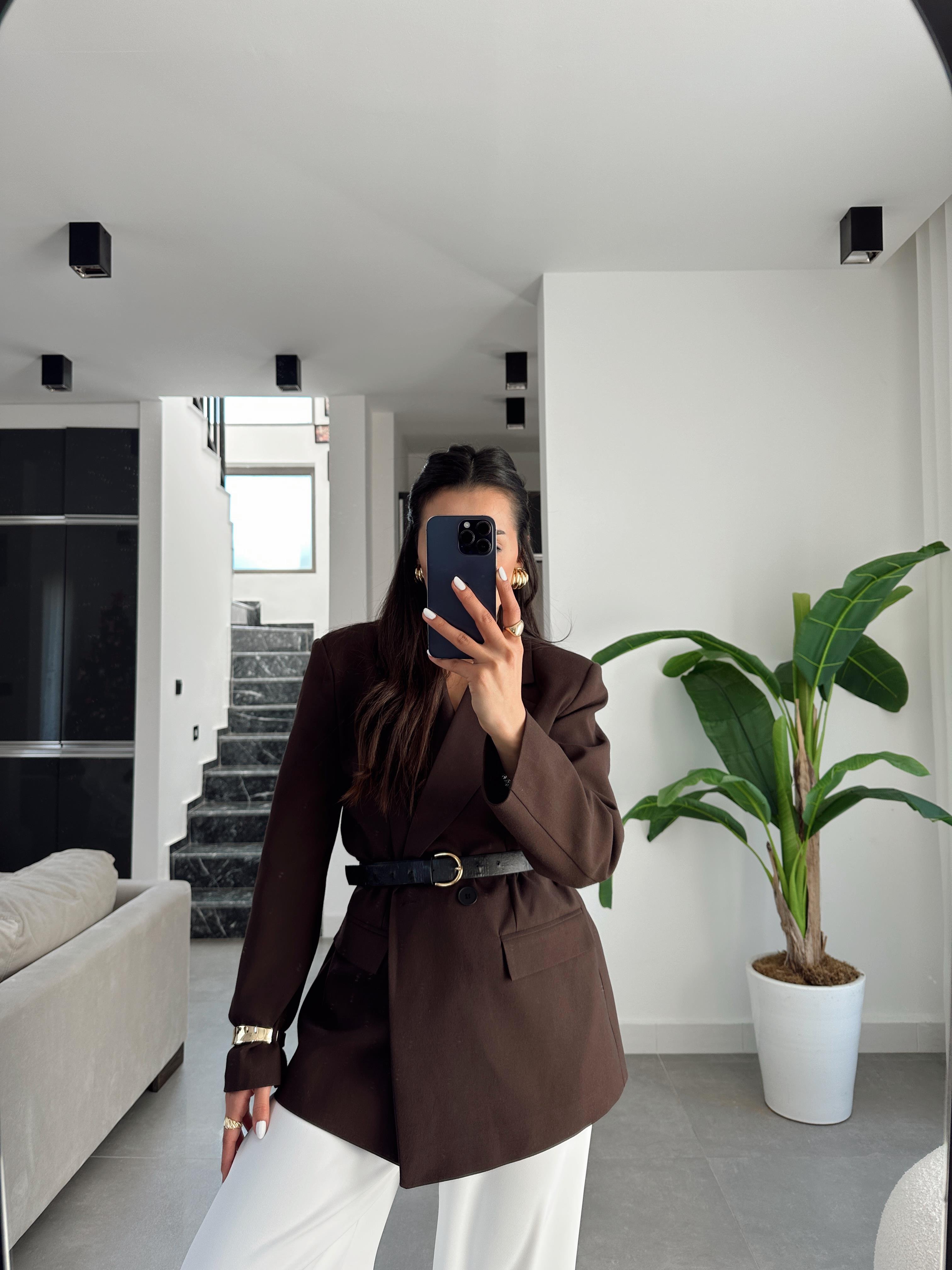 M-D Kahve Vatkalı Blazer