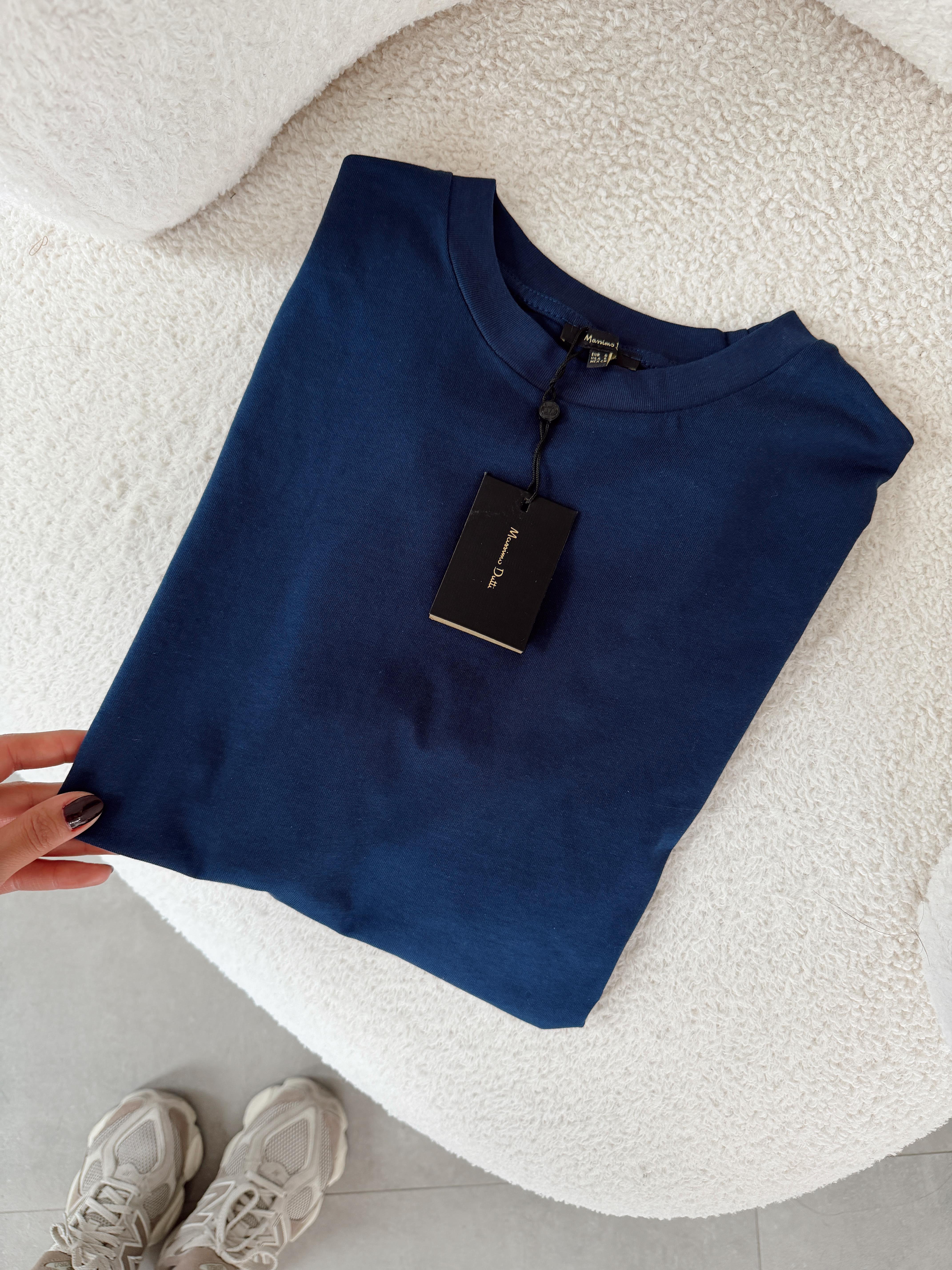 M-D Lacivert Bisiklet Yaka Oversize Tshirt