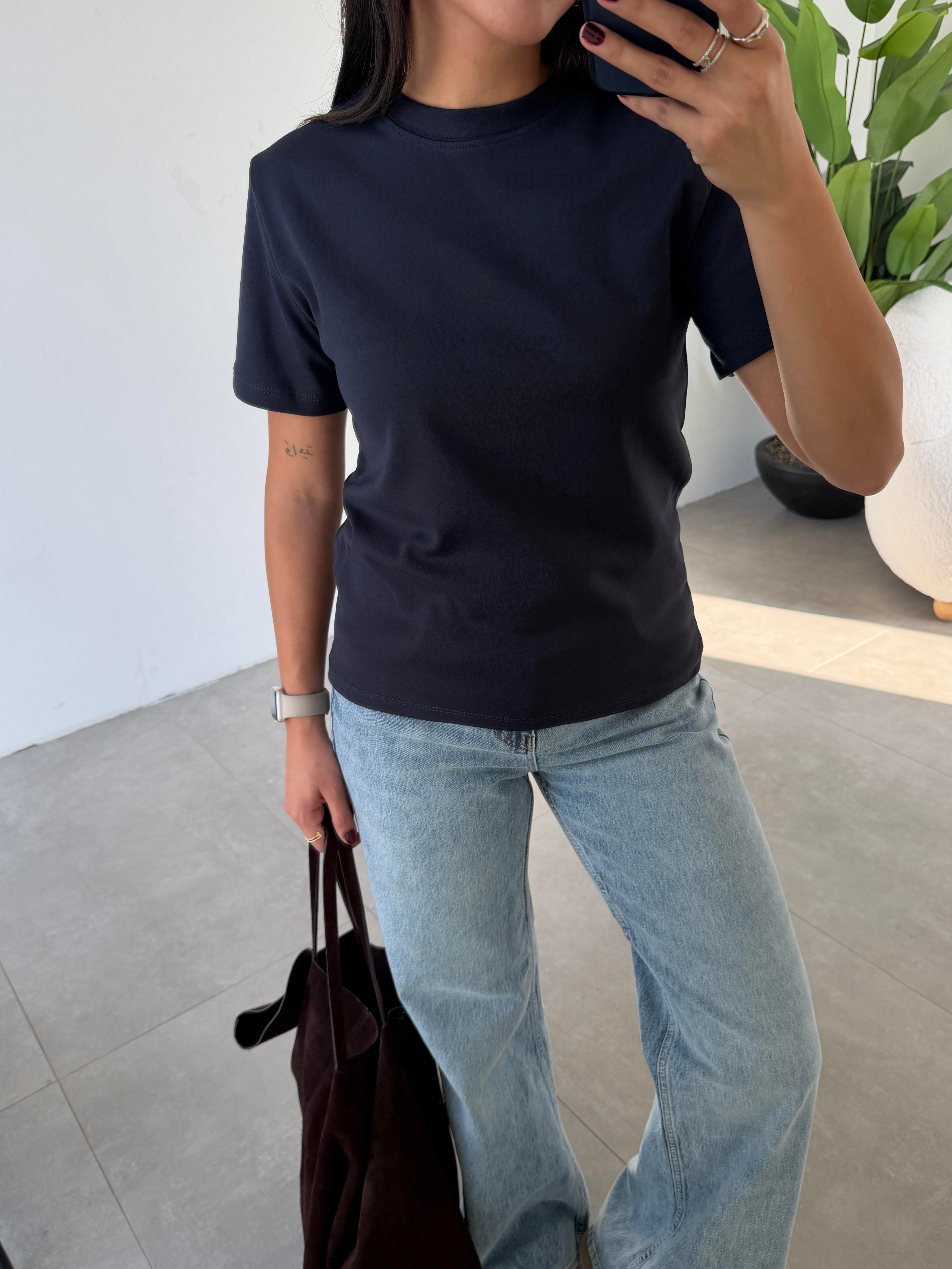 M-D Lacivert Bisiklet Yaka Tshirt