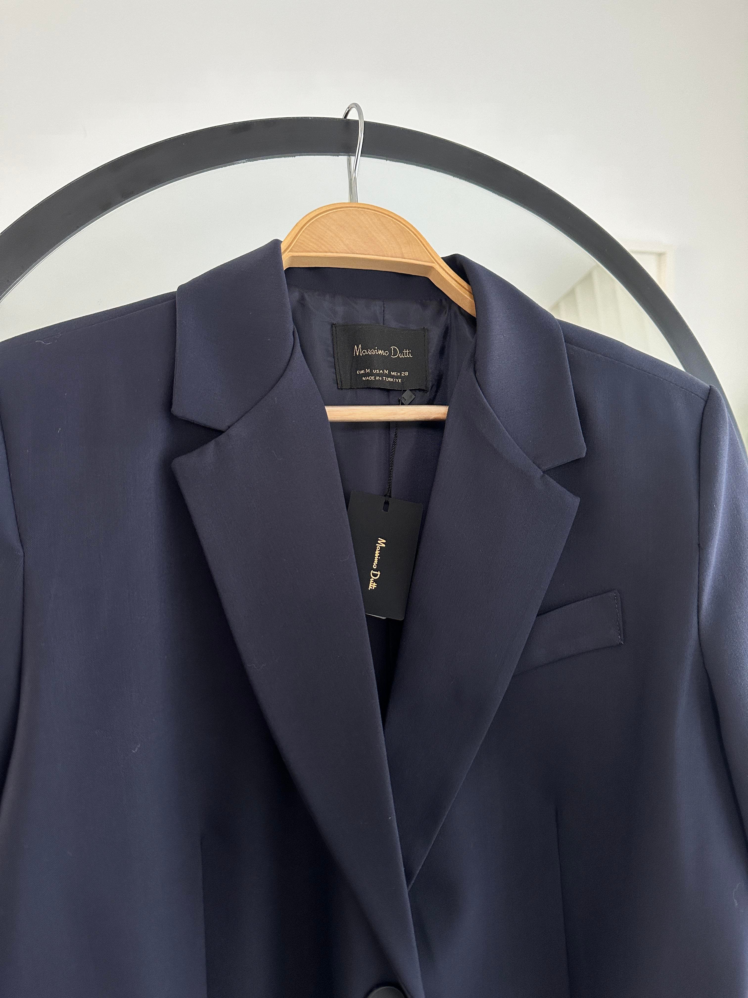 M-D Lacivert Vatkalı Blazer