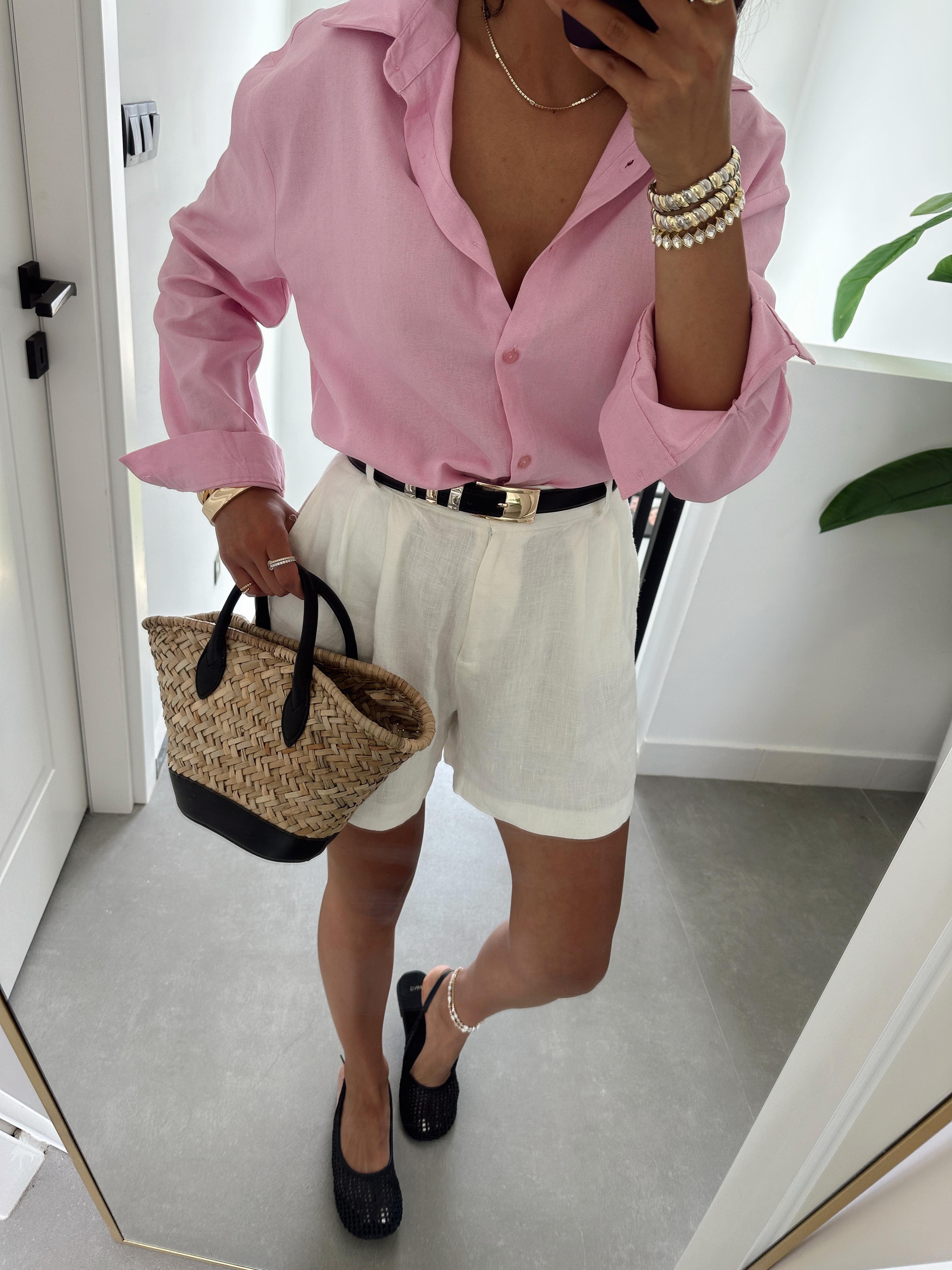 M-D Pembe Keten Gömlek