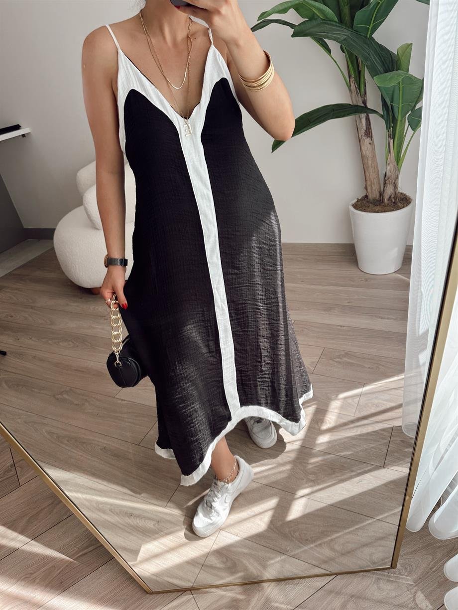 M-D Siyah-Beyaz Elbise