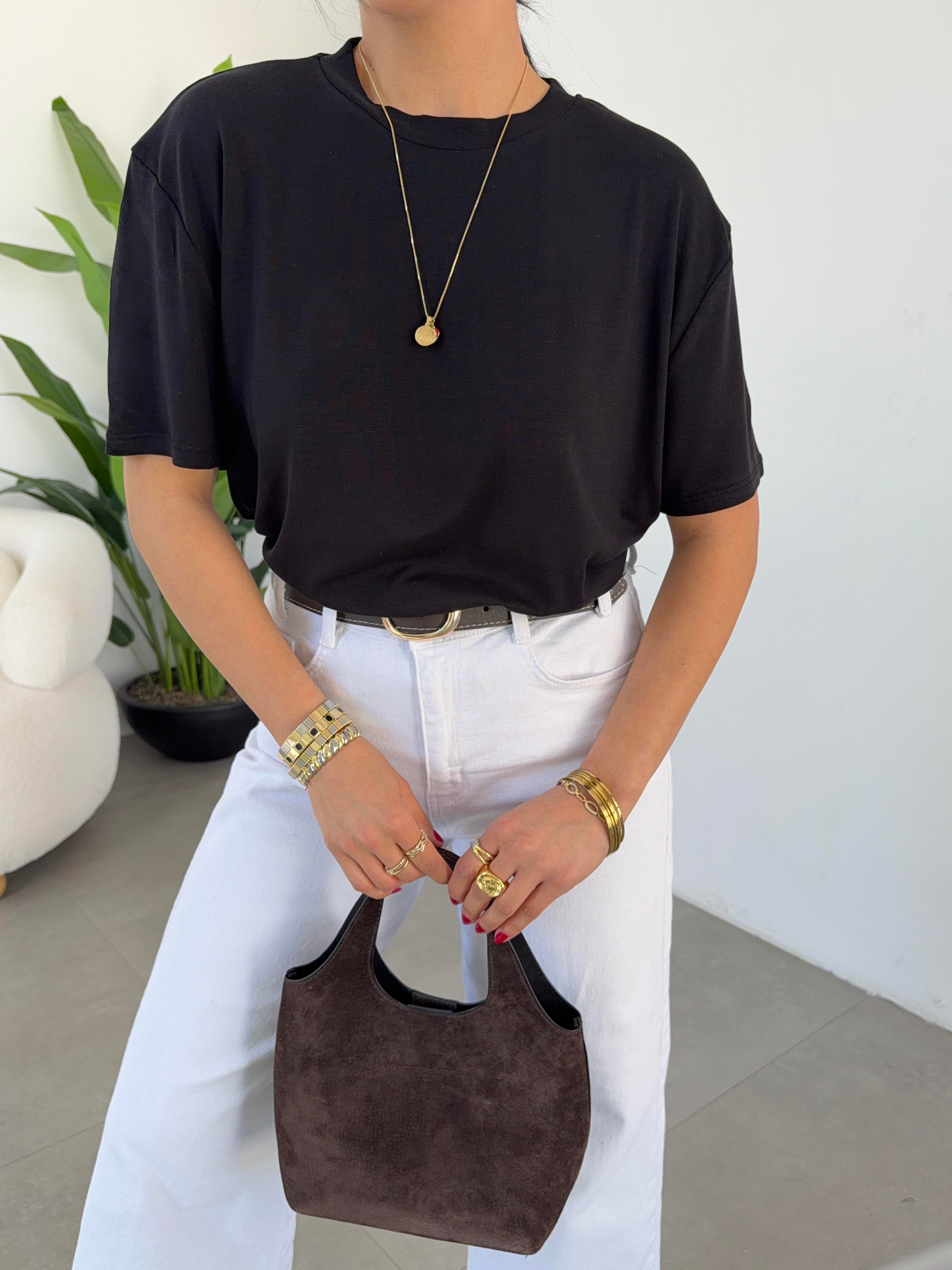 M-D Siyah İnterlok Bisiklet Yaka Basic