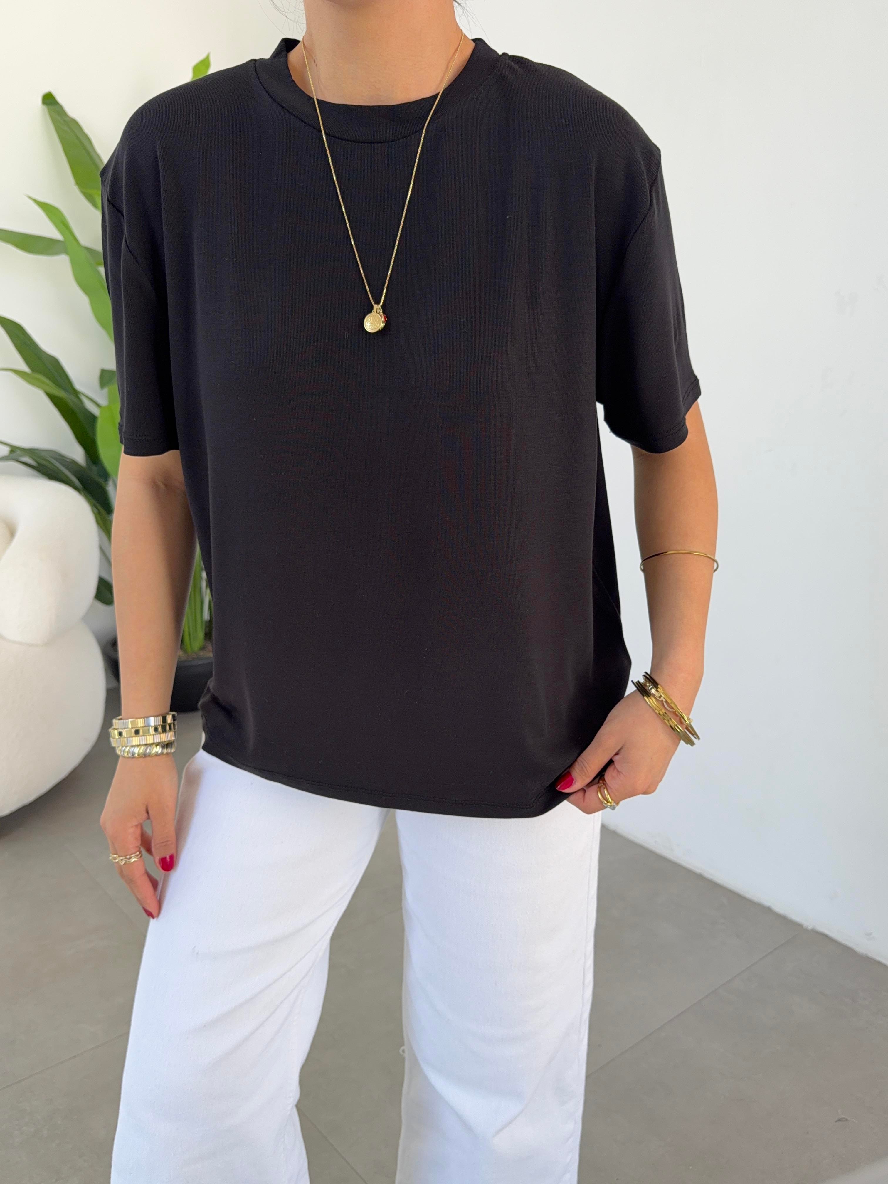 M-D Siyah İnterlok Bisiklet Yaka Basic