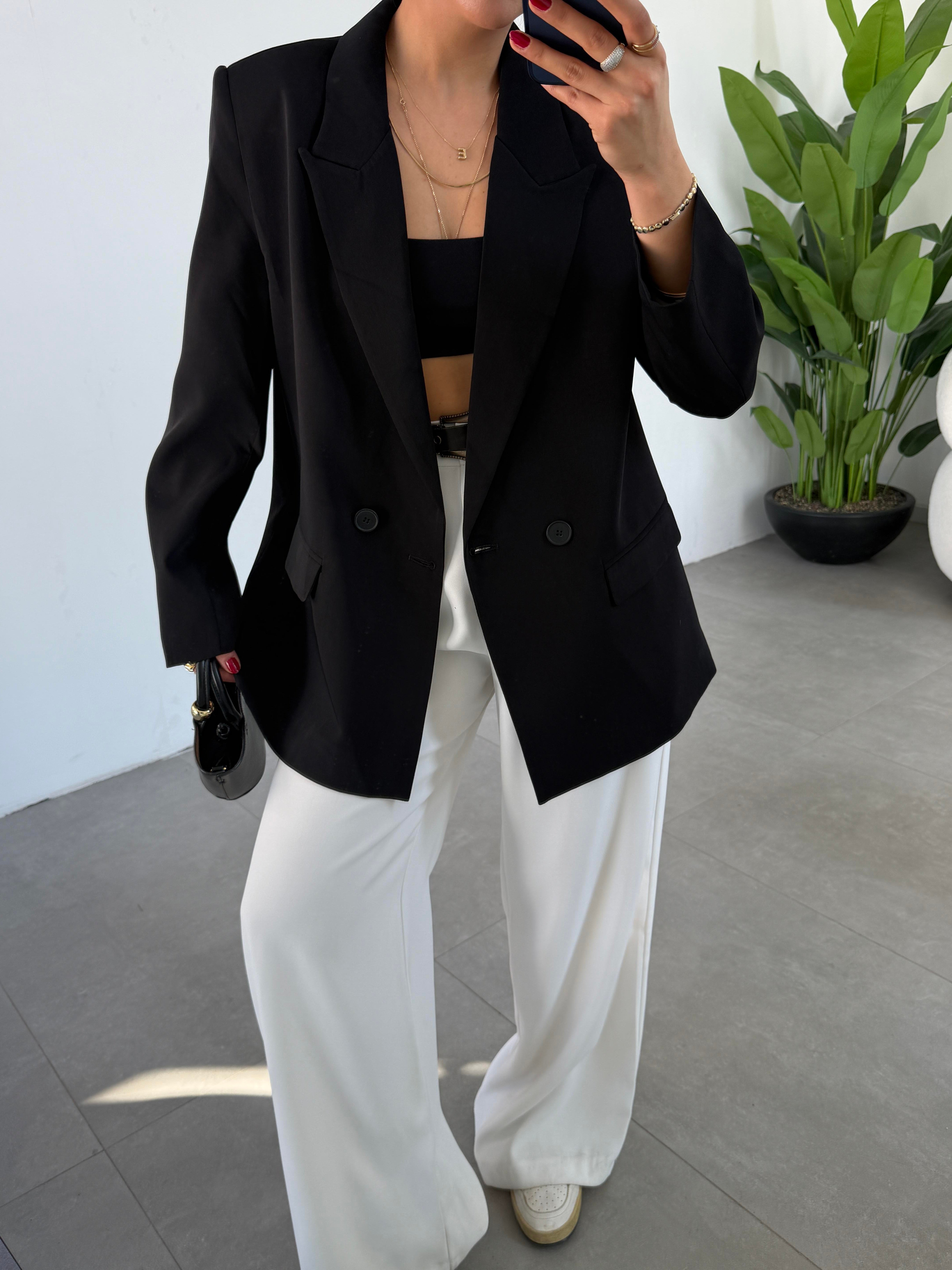 M-D Siyah Tensel Blazer Ceket