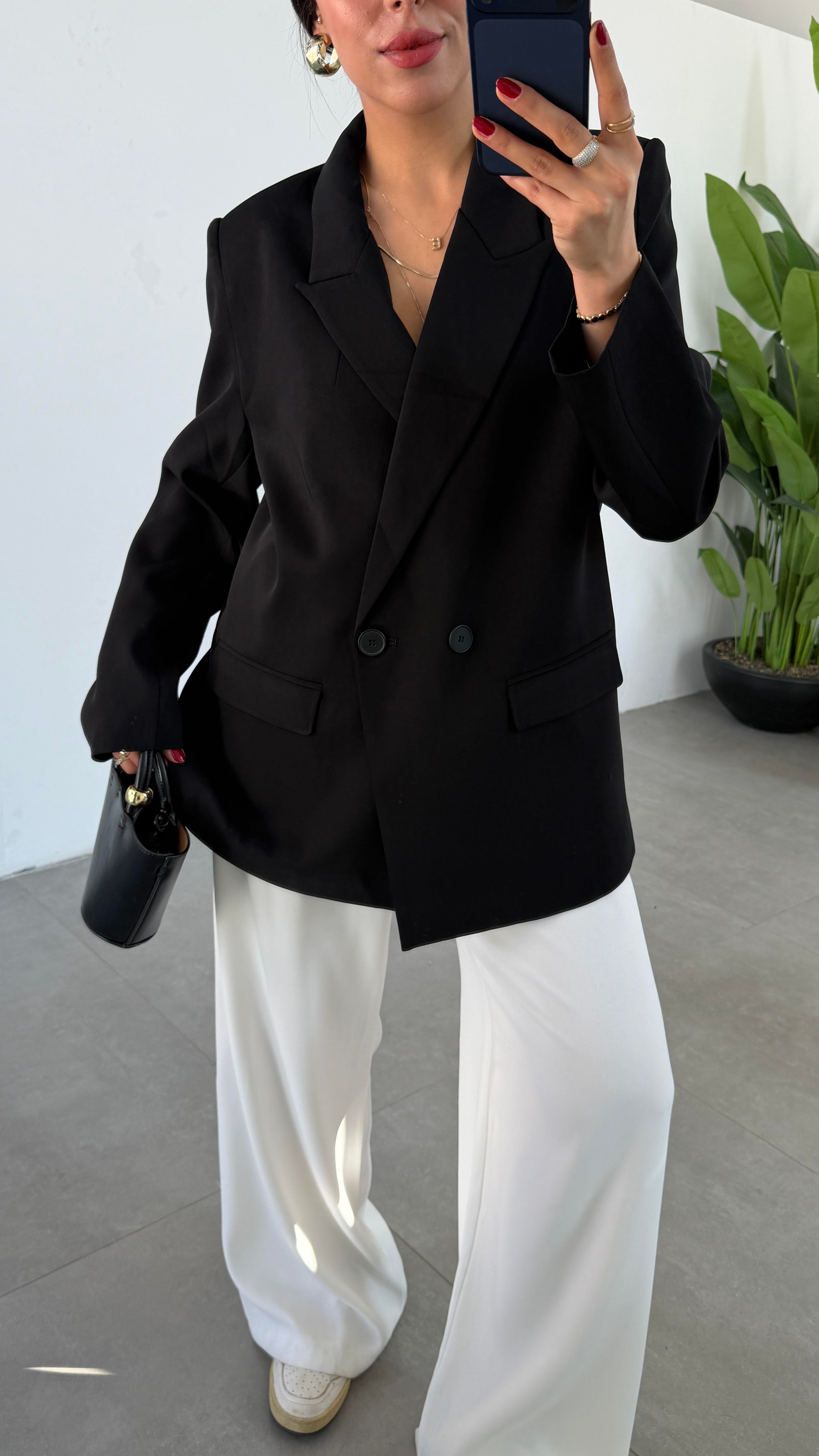M-D Siyah Tensel Blazer Ceket