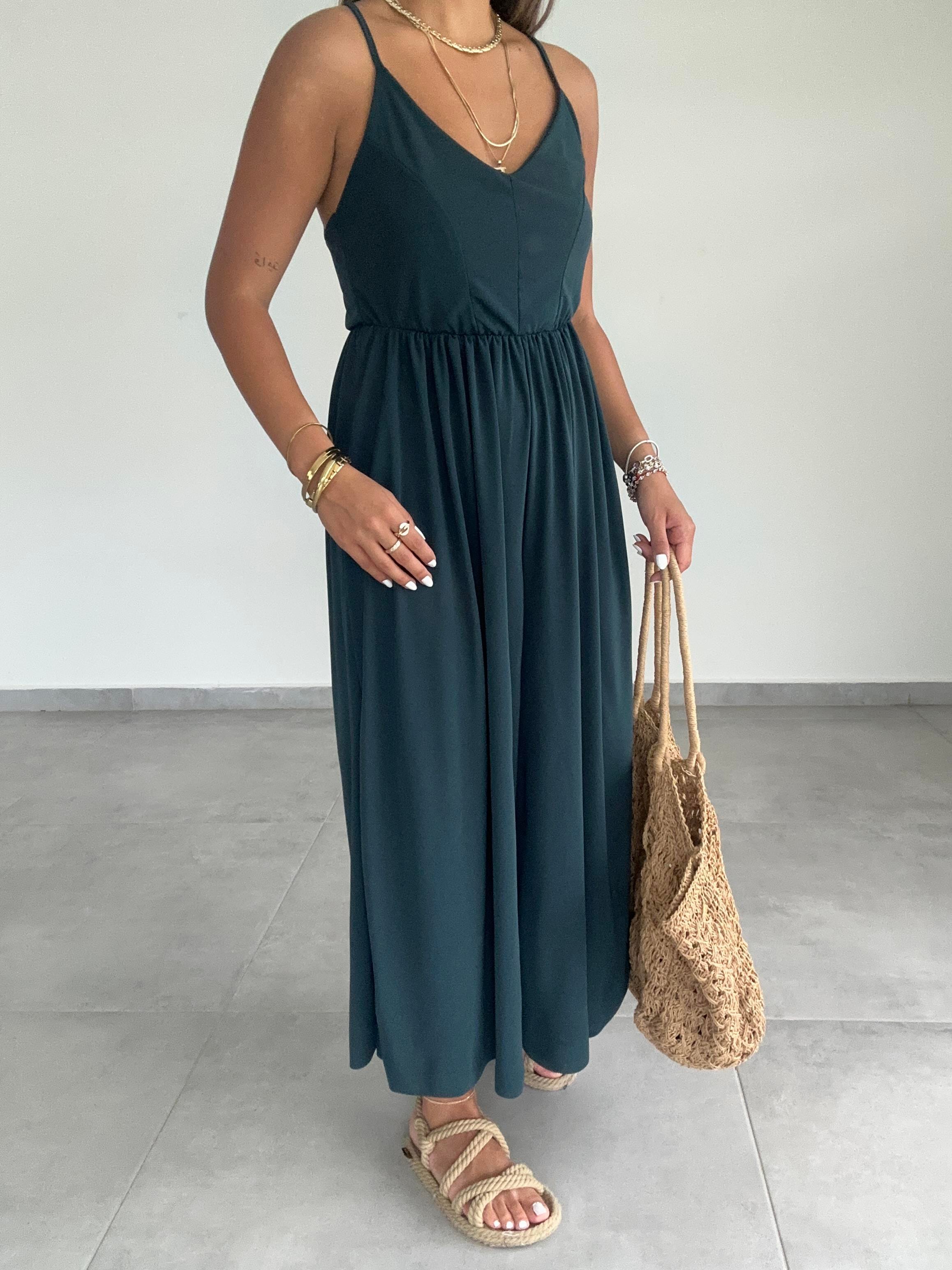 Maria Petrol Çapraz Askılı Tulum