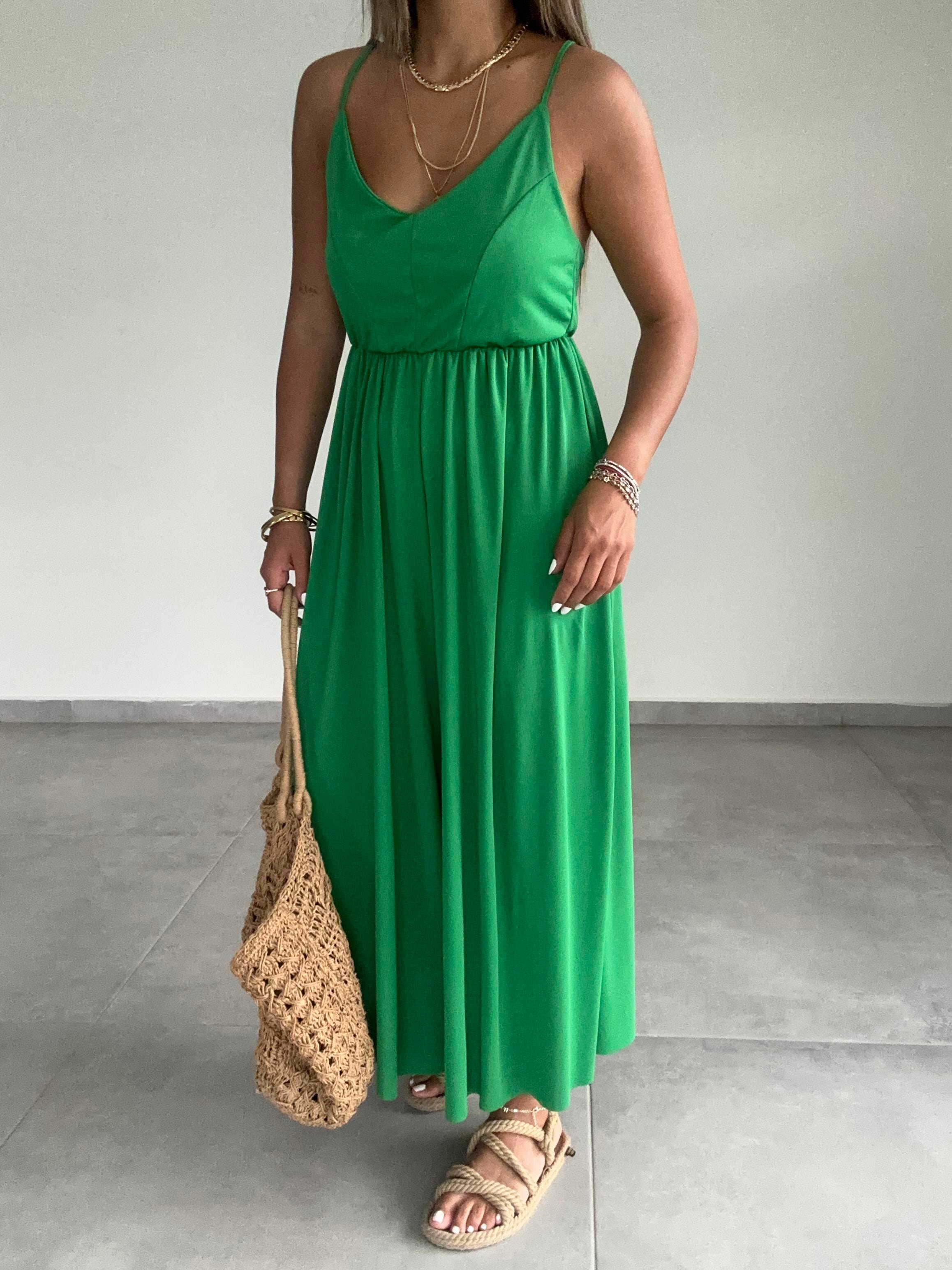 Maria Yeşil Çapraz Askılı Tulum