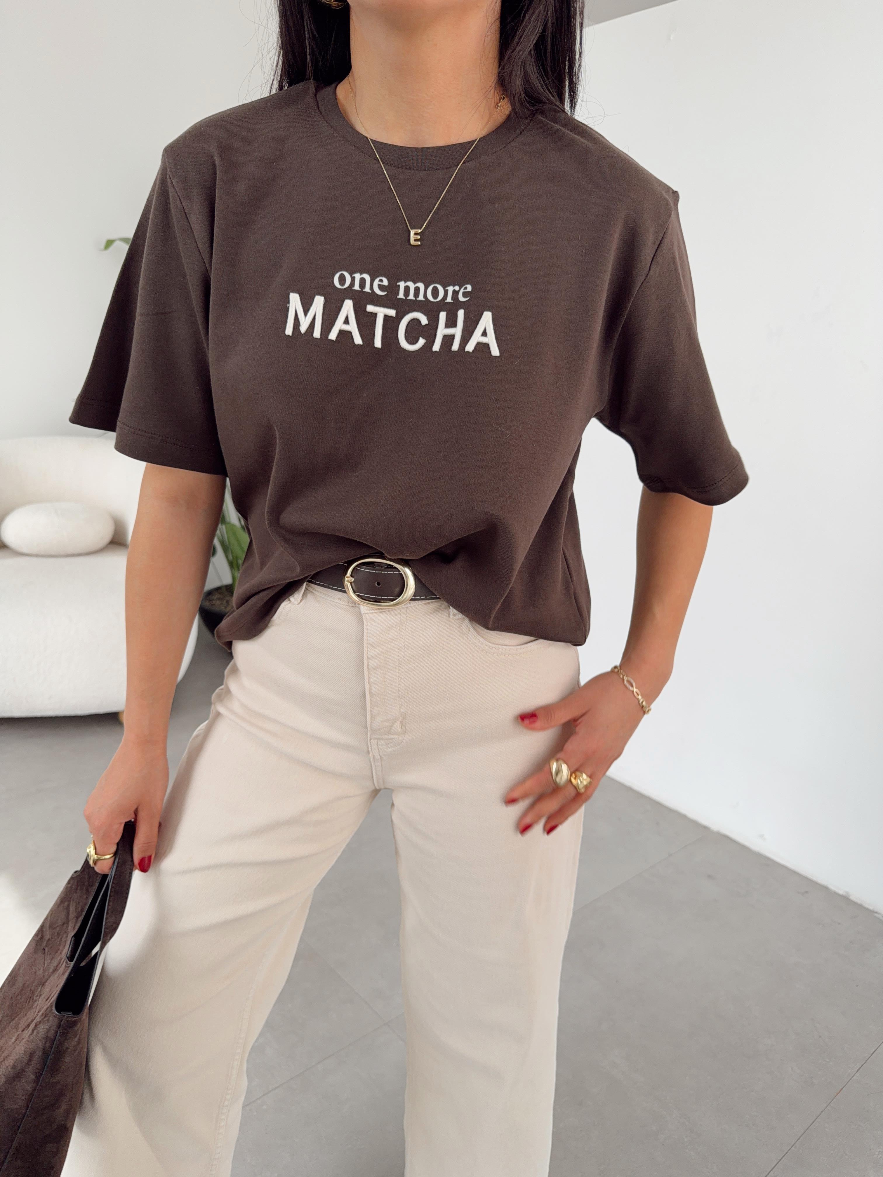 Matcha Kahve Nakışlı Tshirt